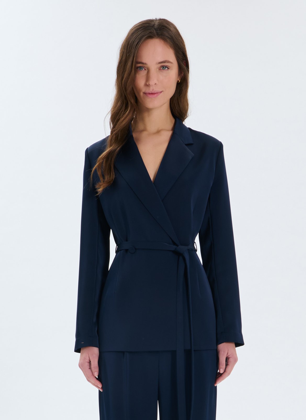 Fitted satin blazer ZAPA Blue