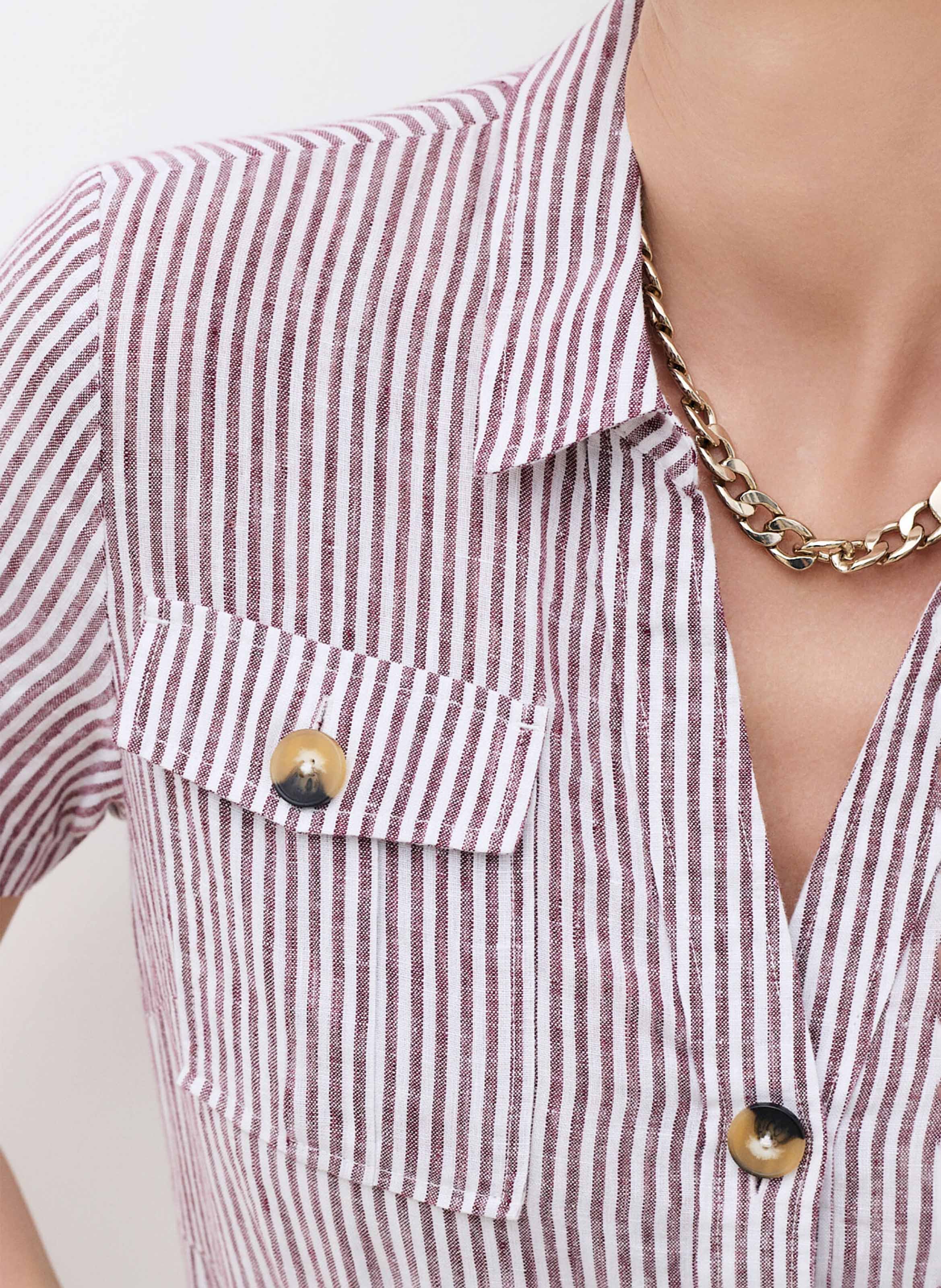 Robe droite en lin CAROLL Rouge