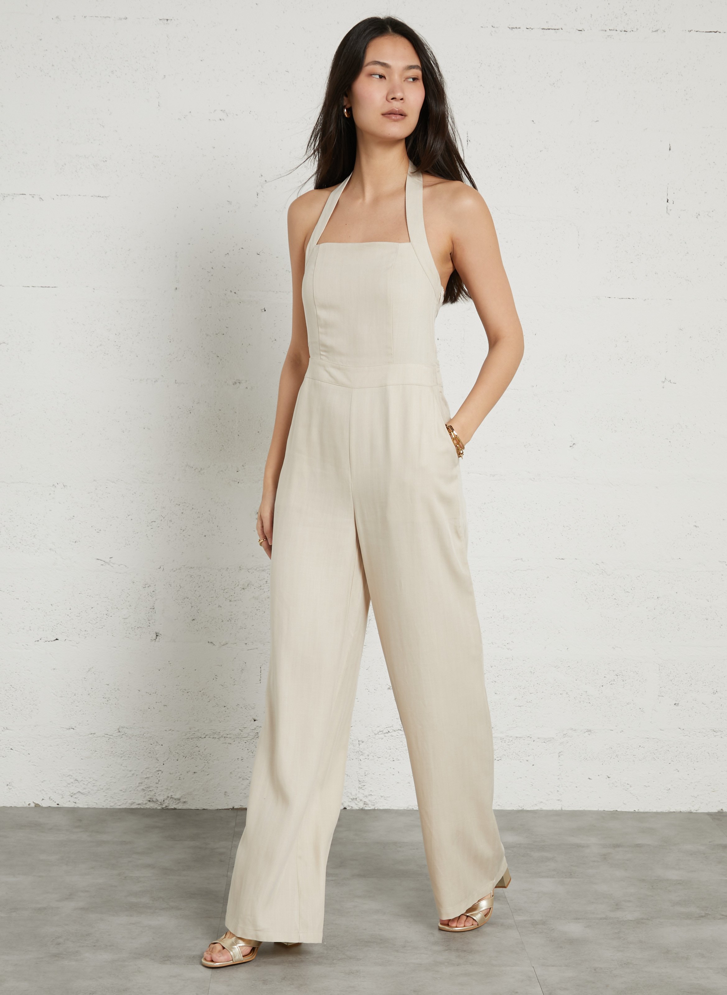 Combinaison large taille haute fluide LA PETITE ETOILE Beige