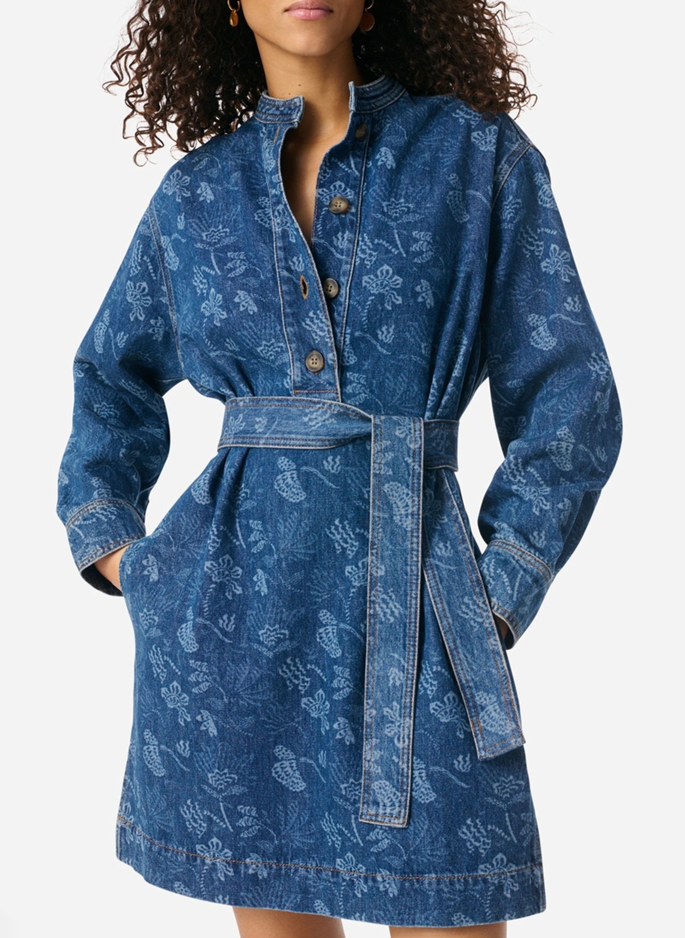 Bedrucktes Kurzkleid mit Rundhalsausschnitt VANESSA BRUNO Mehrfarbig