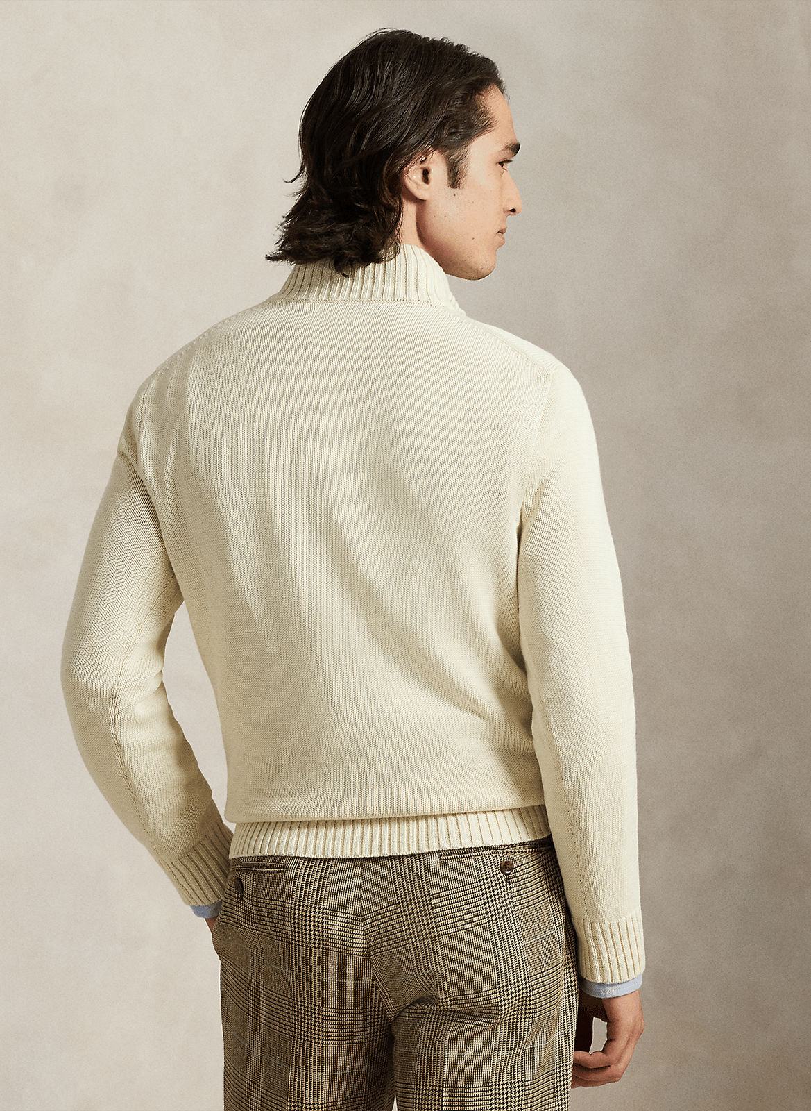 Pull col zippé en coton POLO RALPH LAUREN Beige