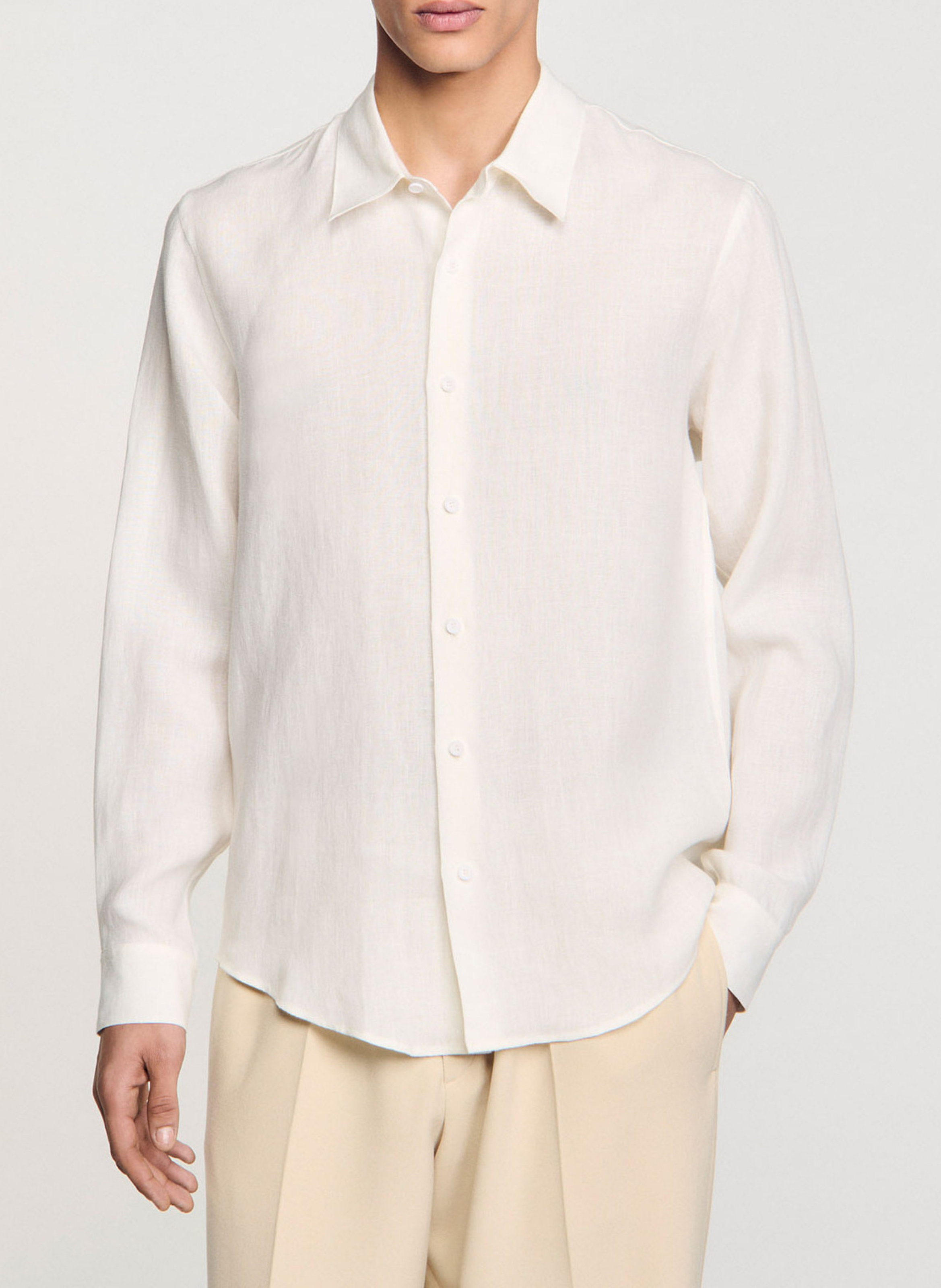 Straight-fit, linnen overhemd SANDRO Beige