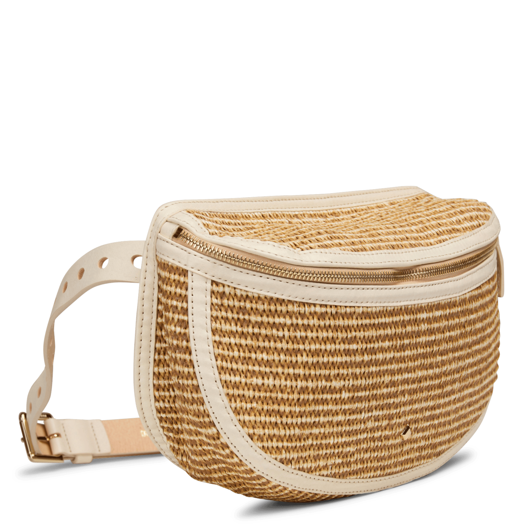 Sac banane en raphia et cuir mélangé HERBERT FRERE SOEUR Multicolore