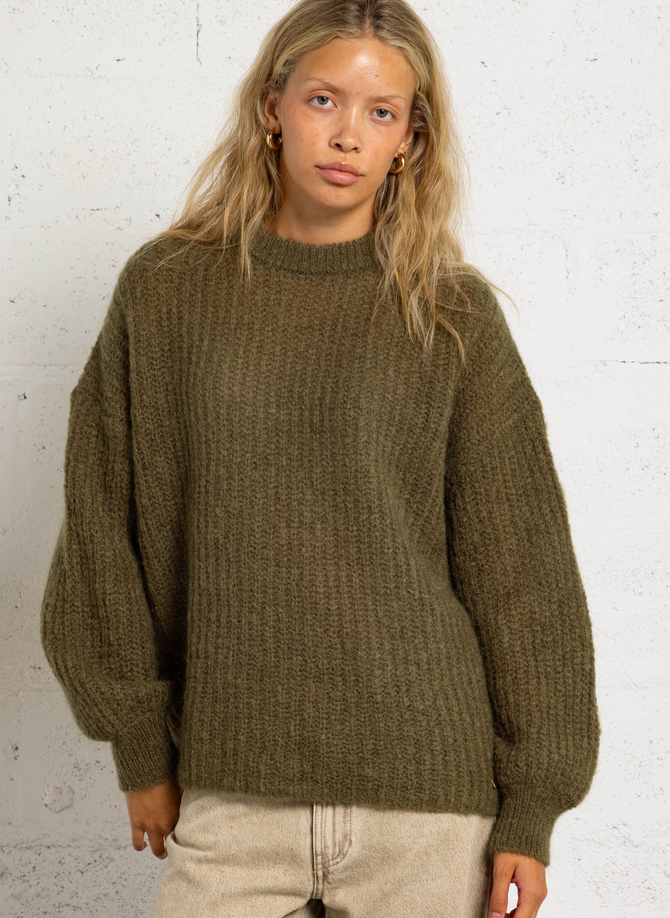 Pull oversize en laine mélangée DES PETITS HAUTS Vert