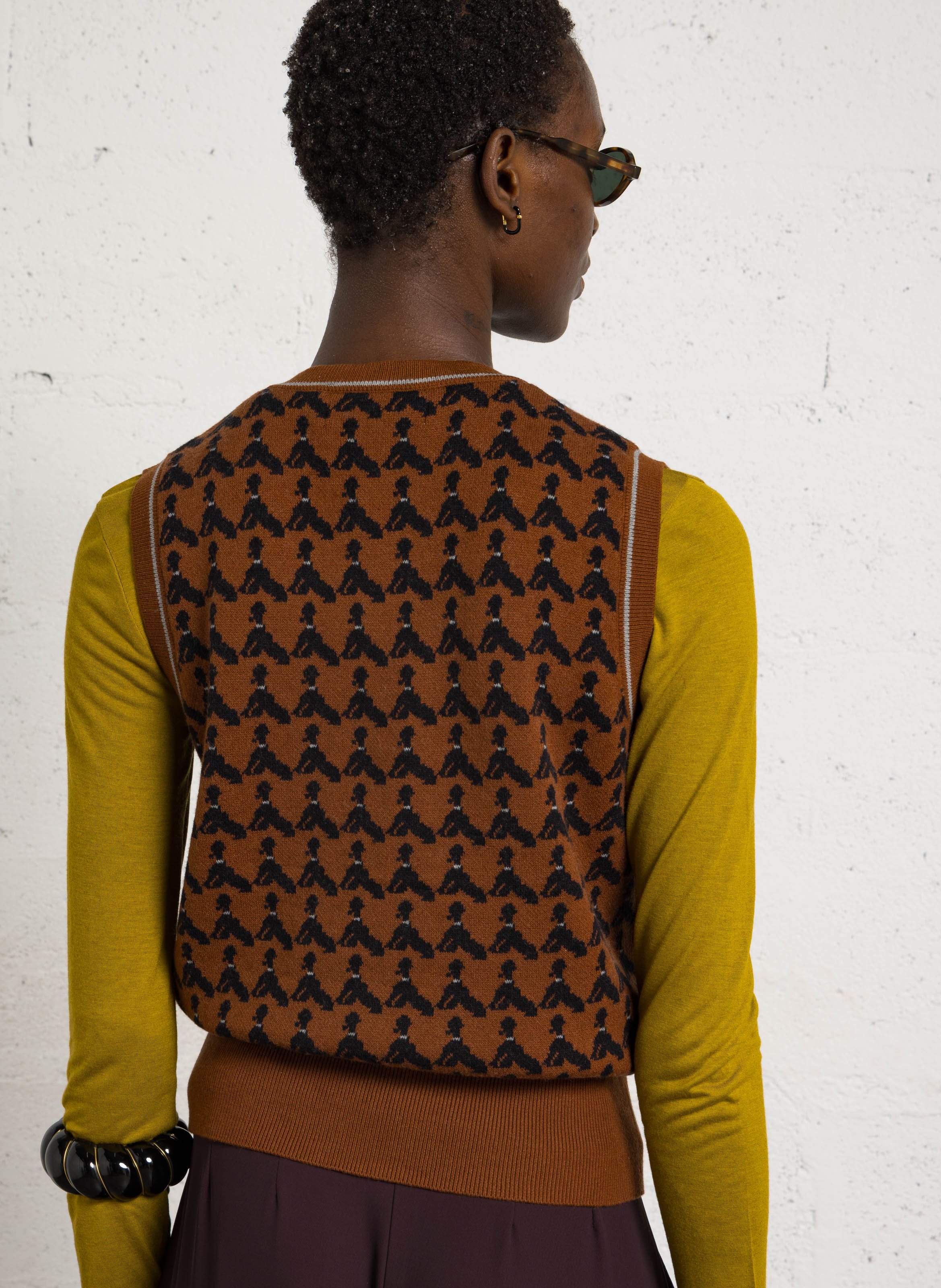Cotton-blend V-neck sweater NICE THINGS Brown