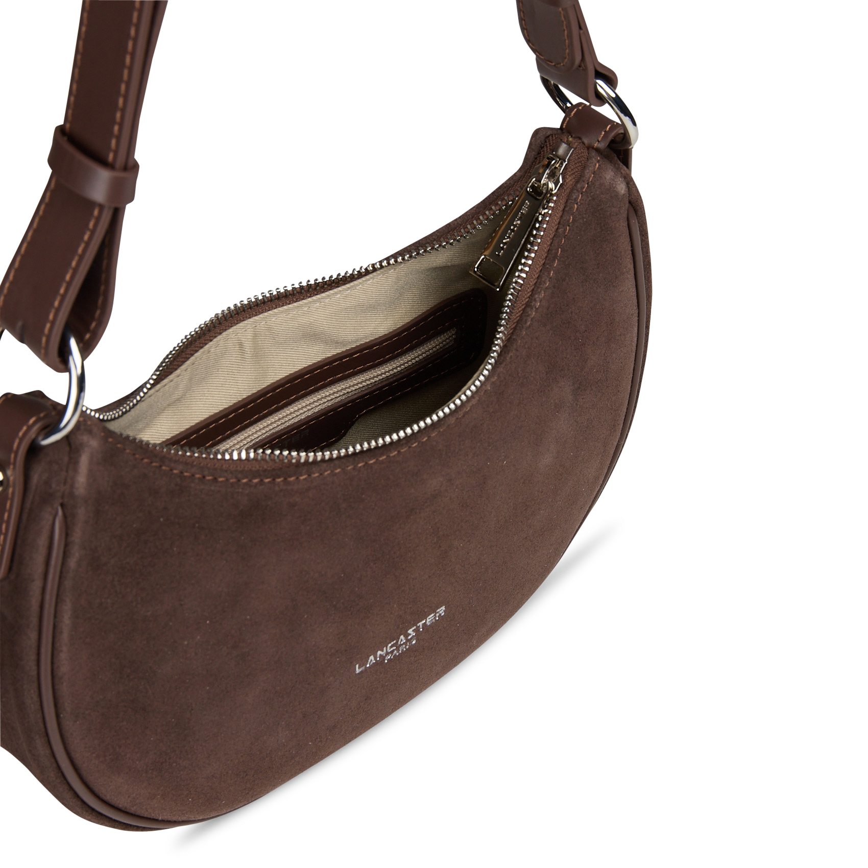 Kleine Umhängetasche aus Wildleder LANCASTER PARIS Braun