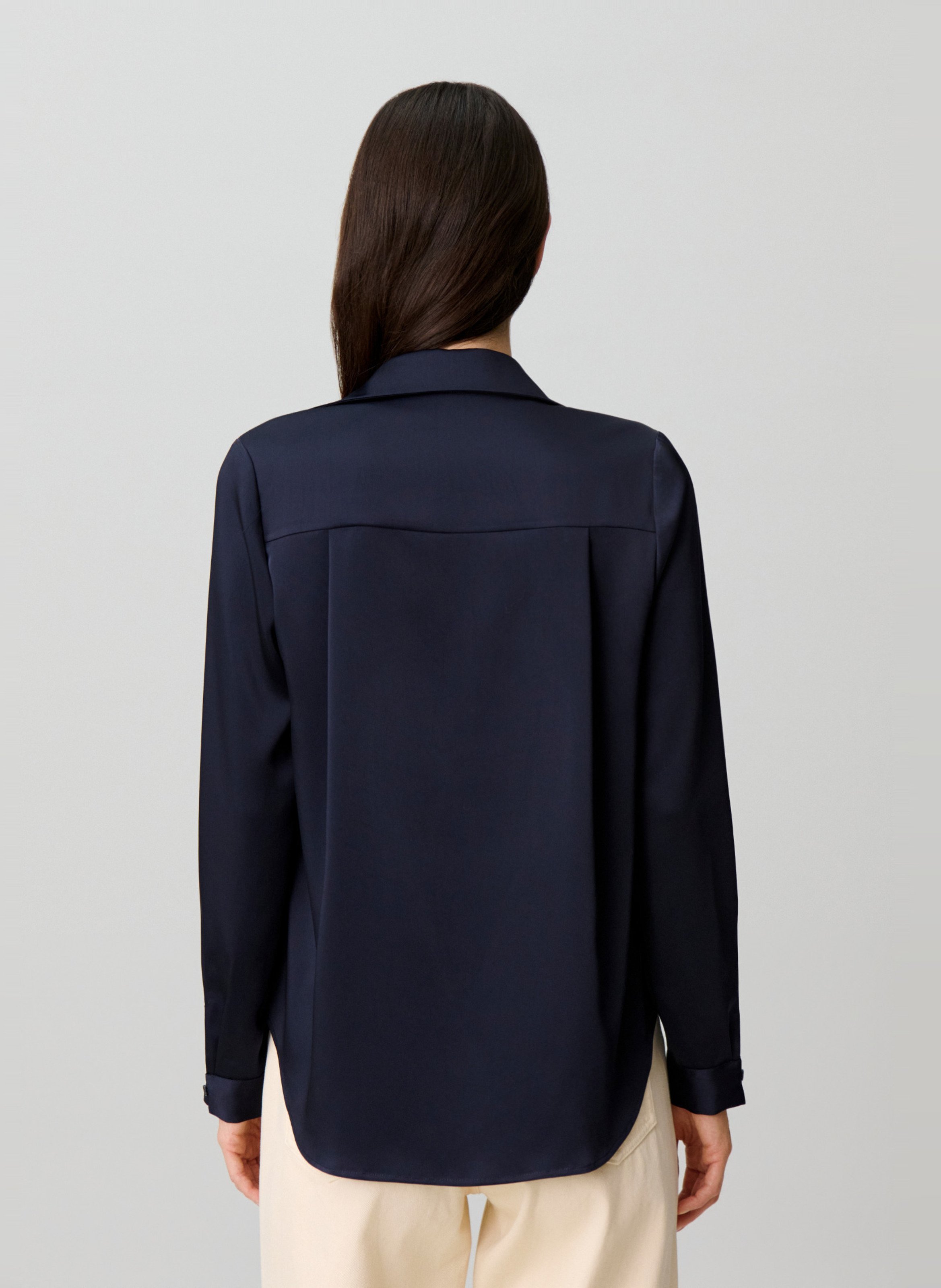 Top à col classique satiné CLAUDIE PIERLOT Bleu