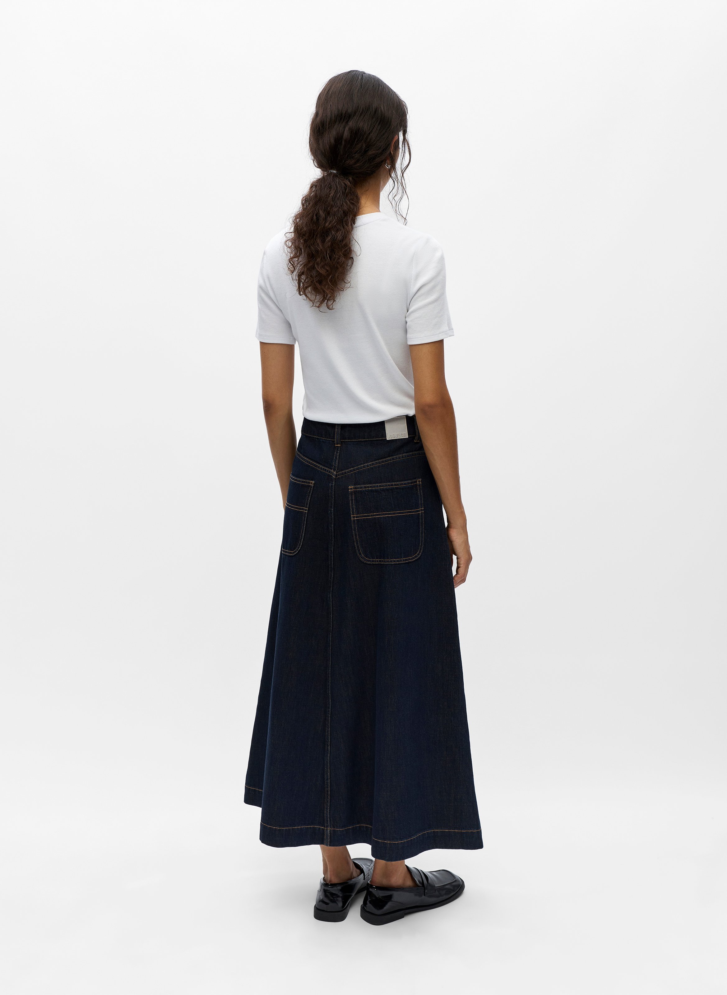 Ausgestellter Jeansrock aus Baumwolle OBJECT Blau