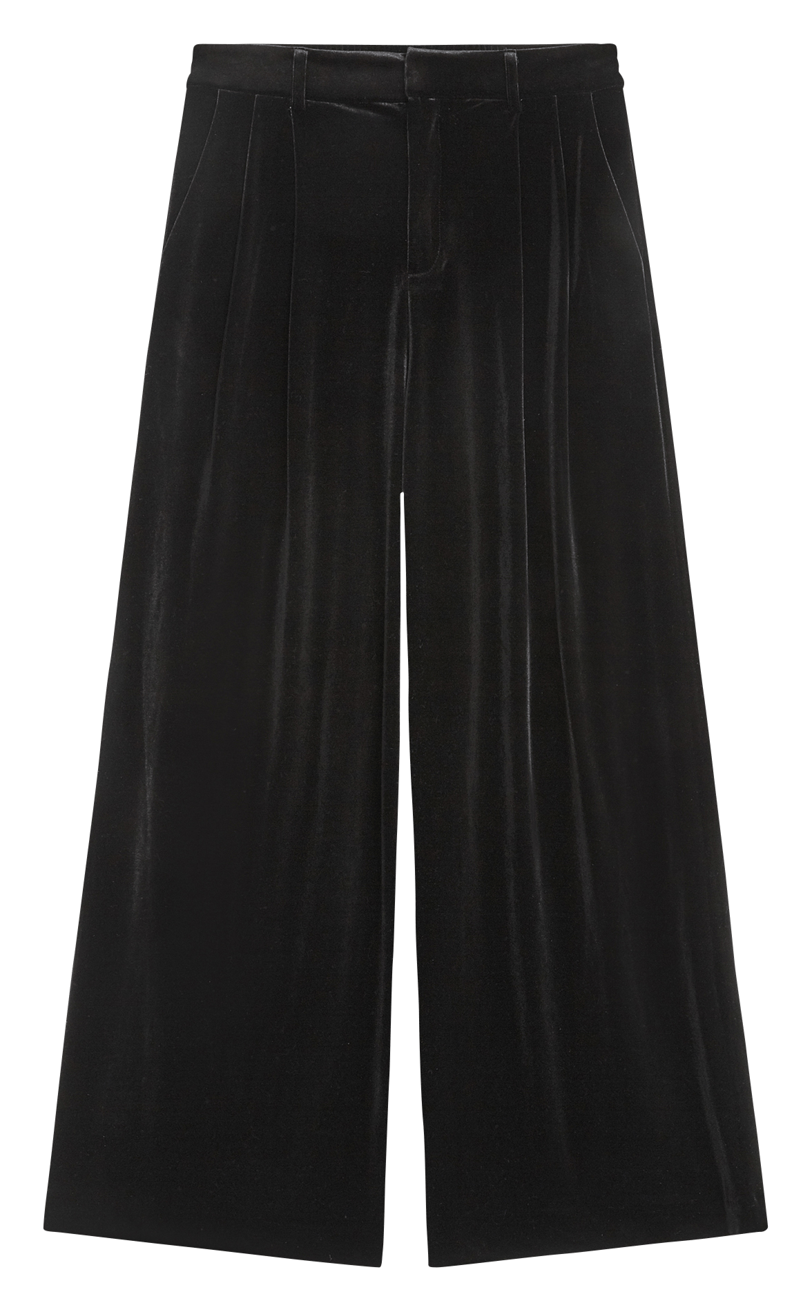 Wijde fluwelen pantalon met plooien GRACE ET MILA Zwart