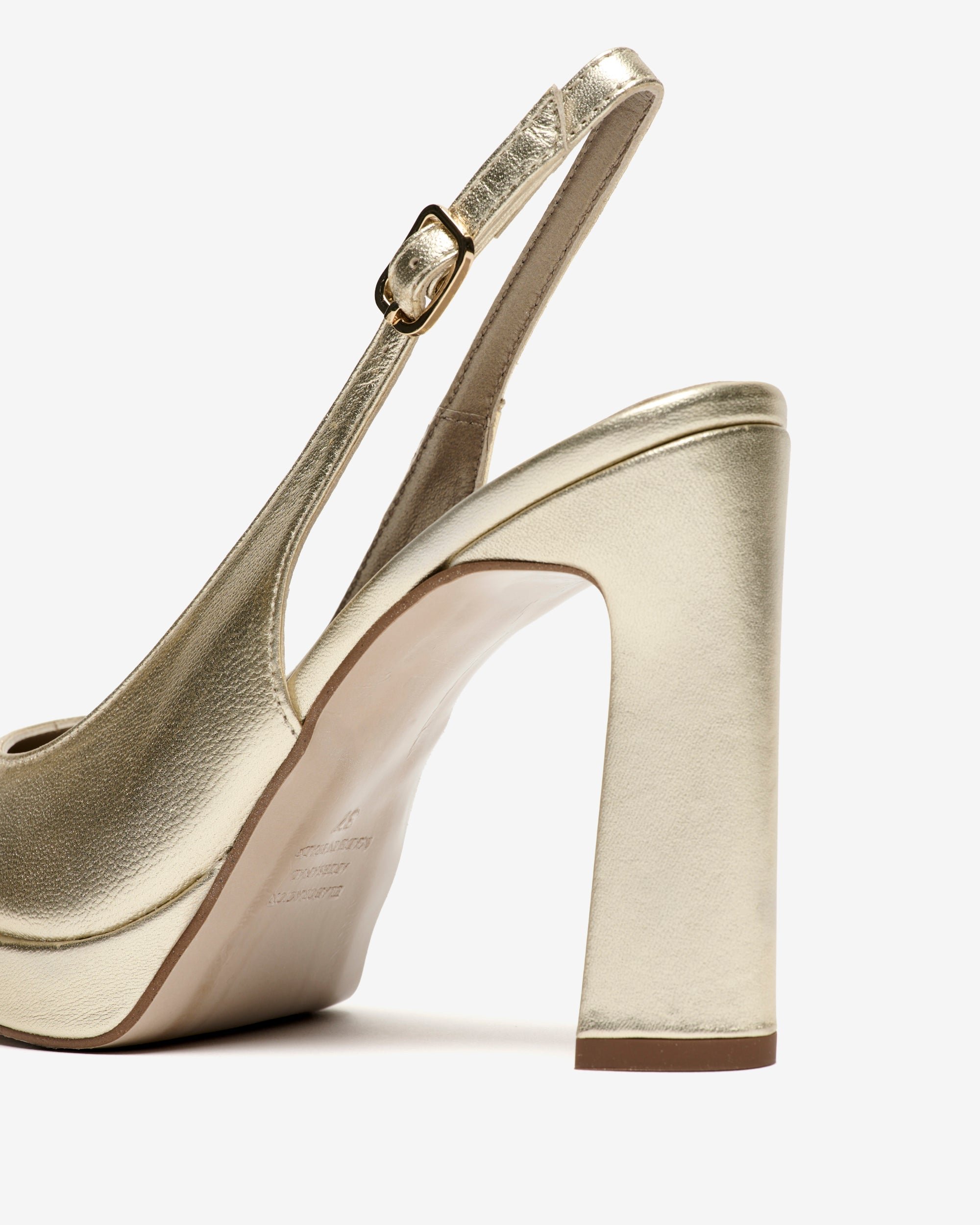 Back-strap metallic platinum leather pumps PEDRO MIRALLES Golden