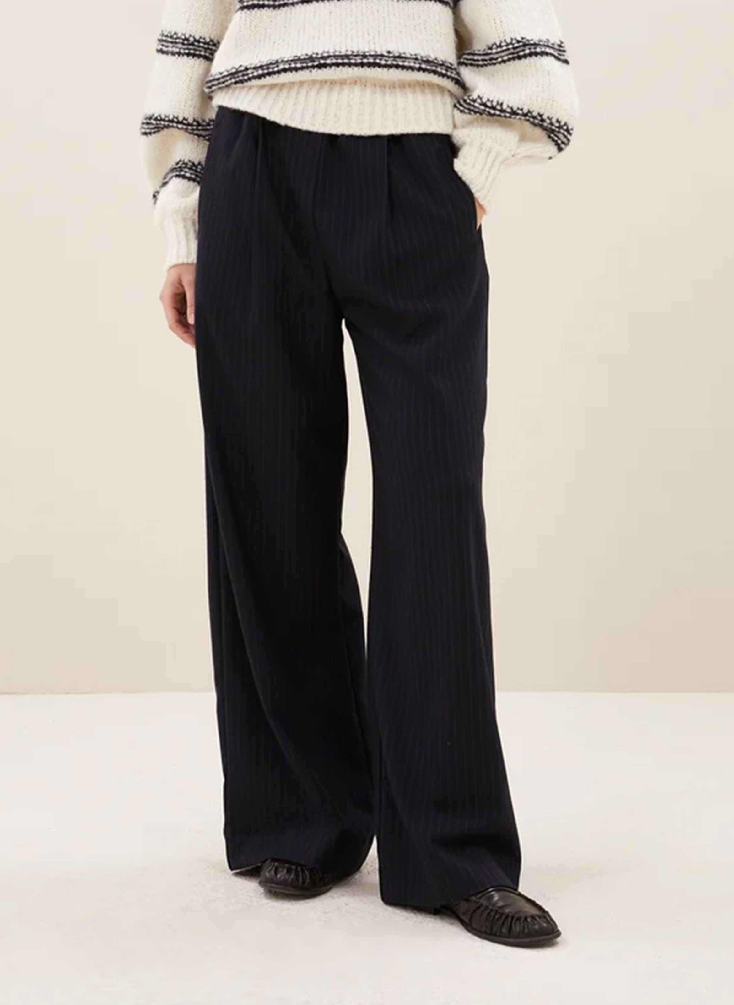 Pantalon à pinces large rayé BY BAR Bleu