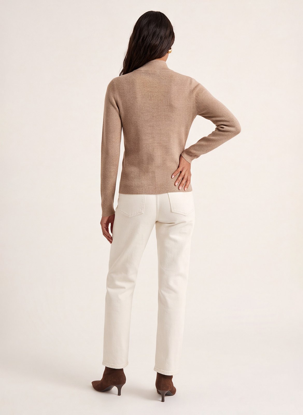 Hoge rechte pull-on van wolmix KOOKAI Beige