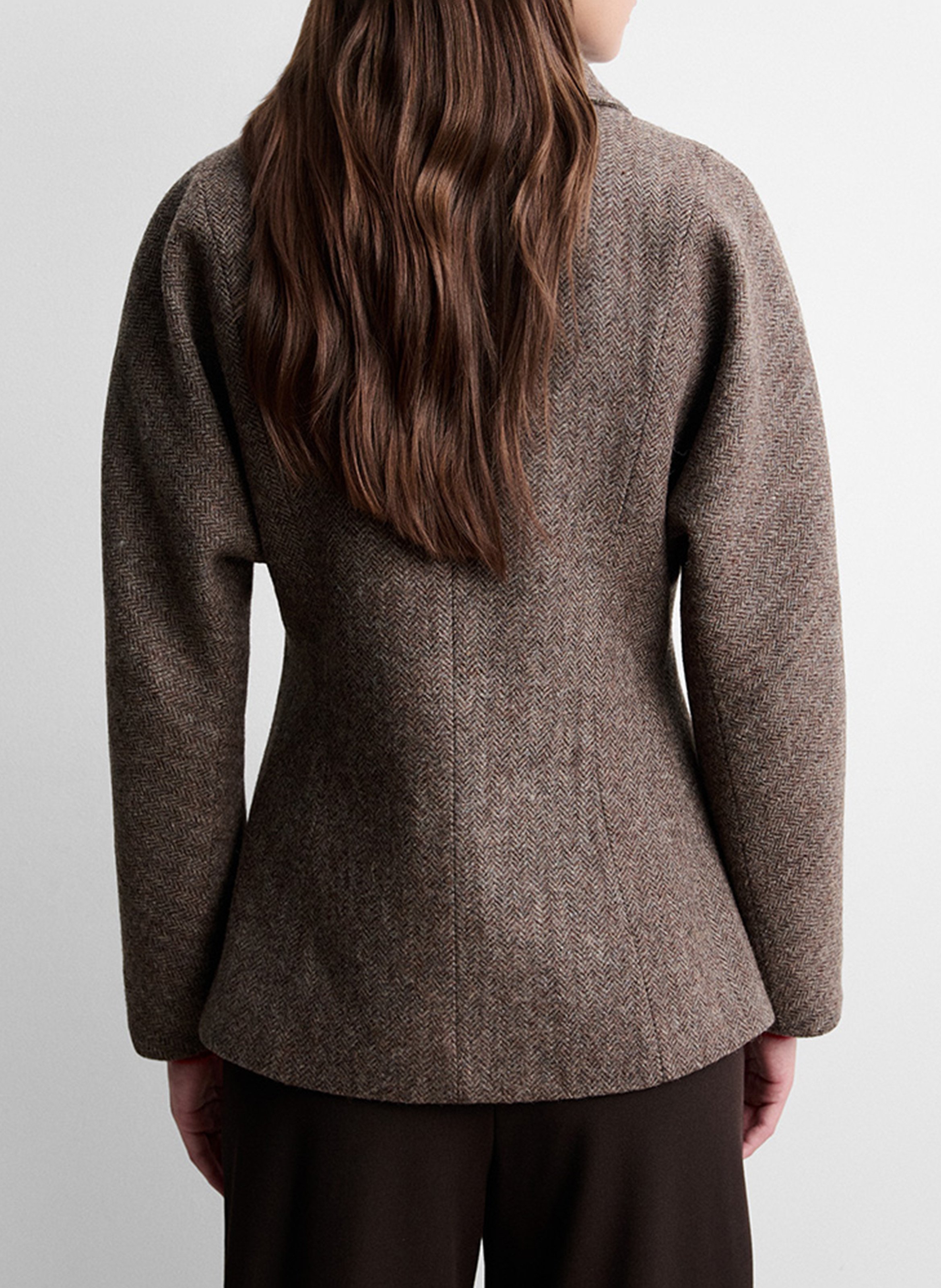 Fitted herringbone jacket SIMORRA Brown