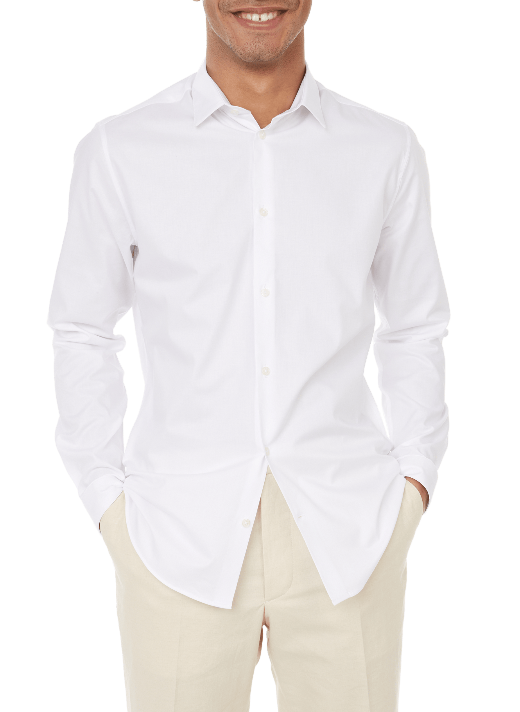 Slim-fit shirt in washed cotton AU PRINTEMPS PARIS White