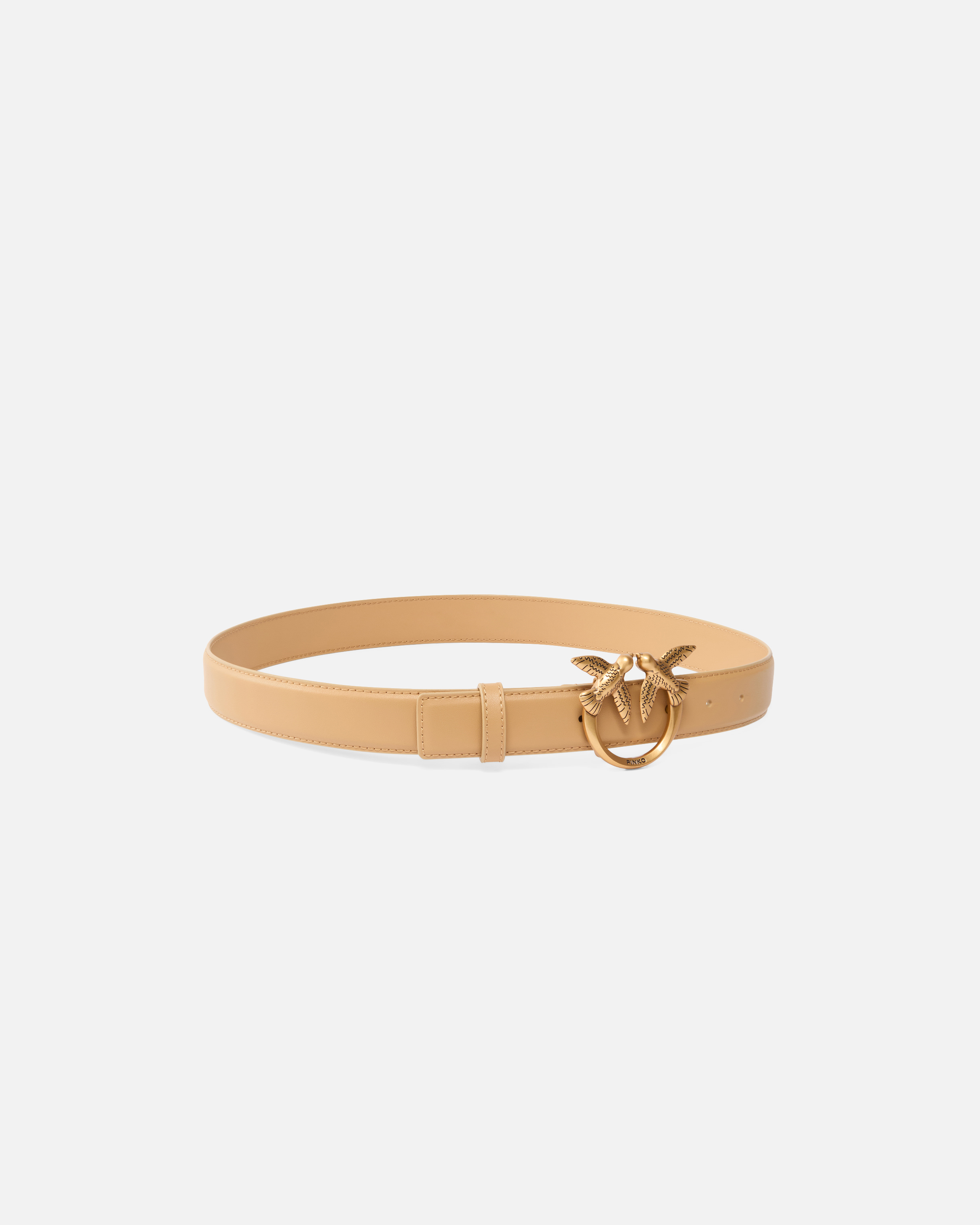 Ceinture love birds en cuir 3cm PINKO Beige