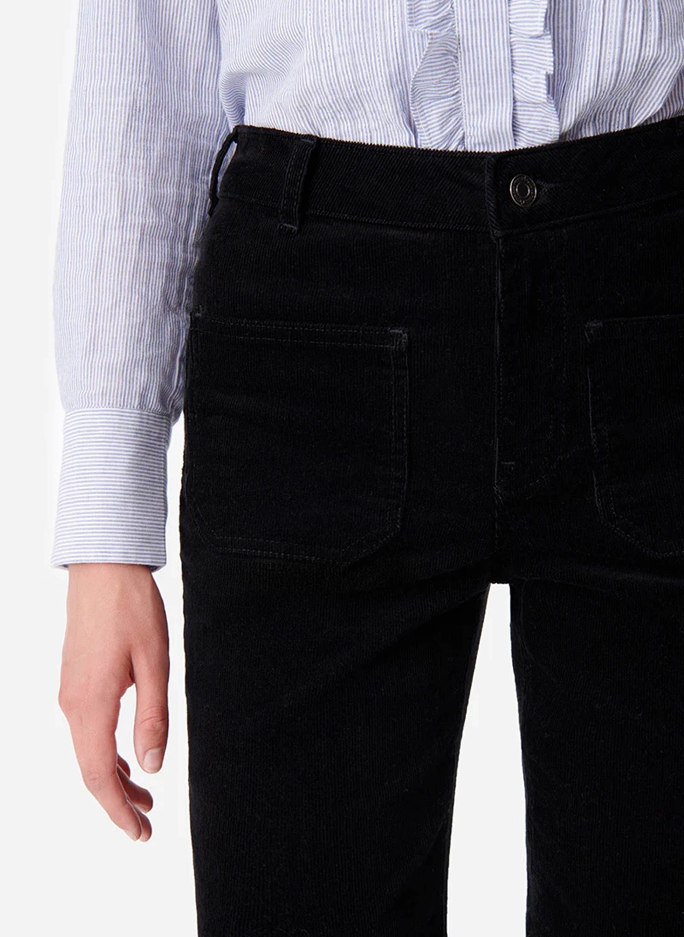 Broek met uitlopende pijpen en ribtextuur | katoenblend VANESSA BRUNO Zwart