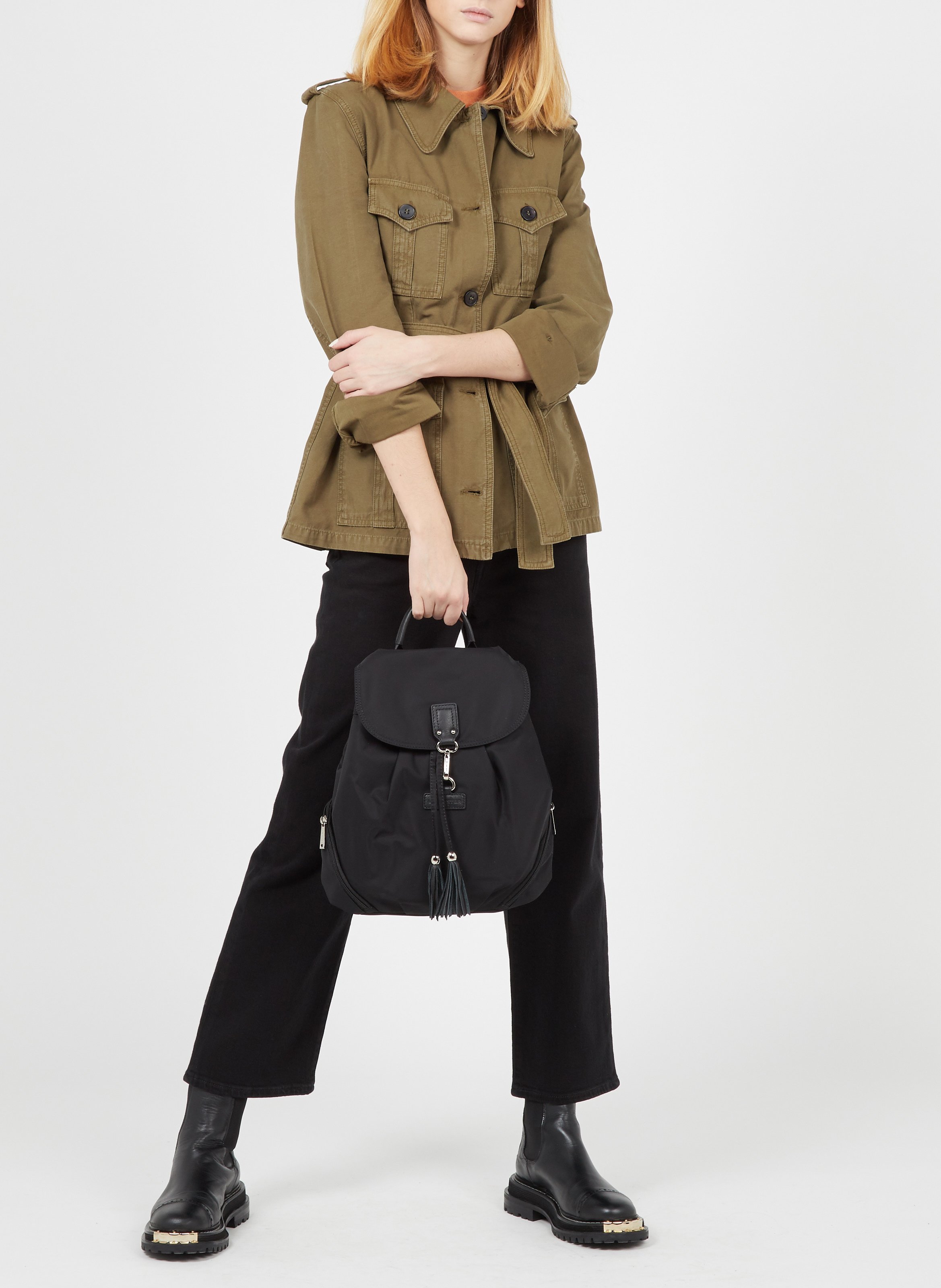 Backpack with flap Black