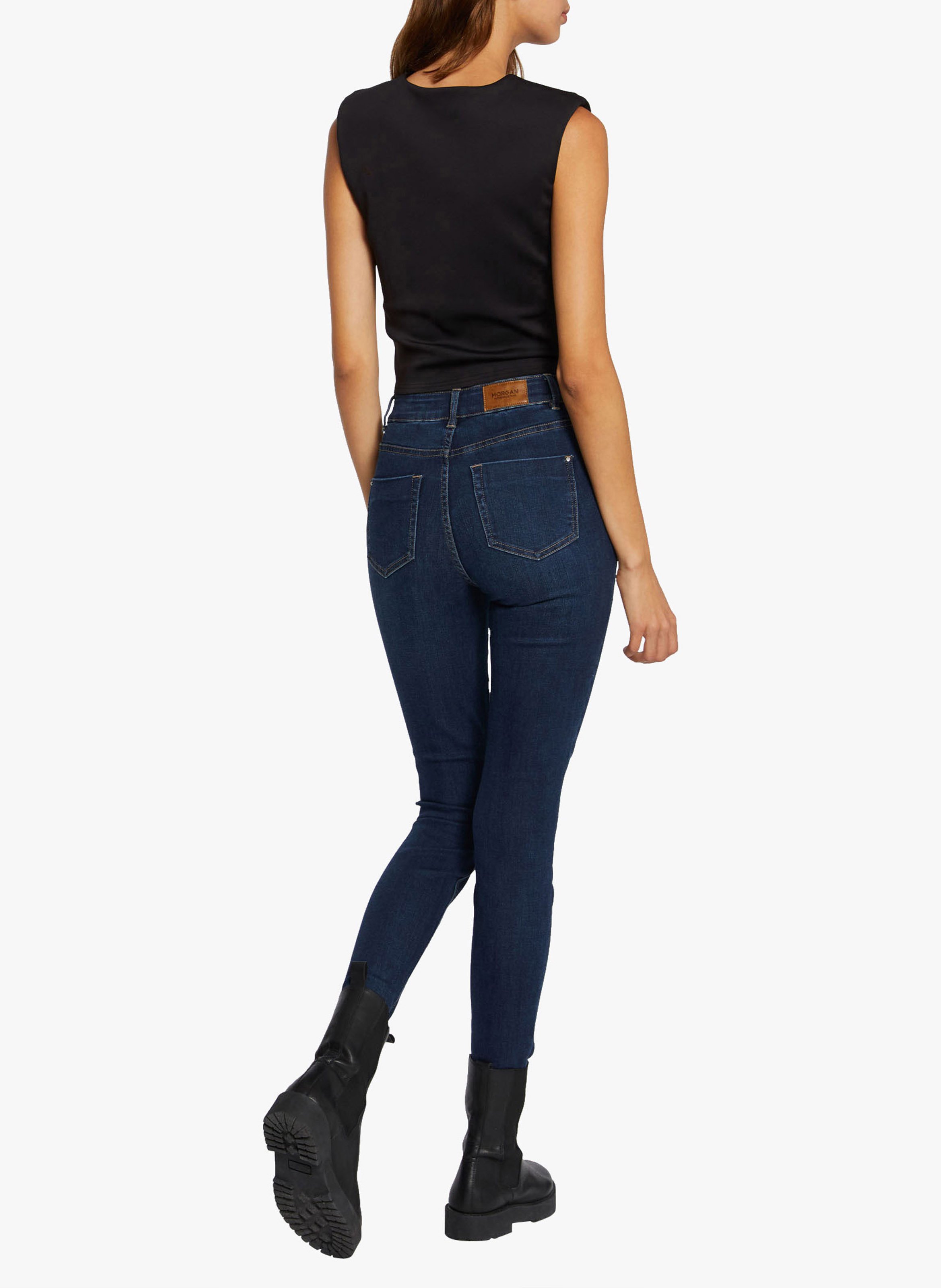 High-rise slim-fit 7/8 jeans MORGAN Blue