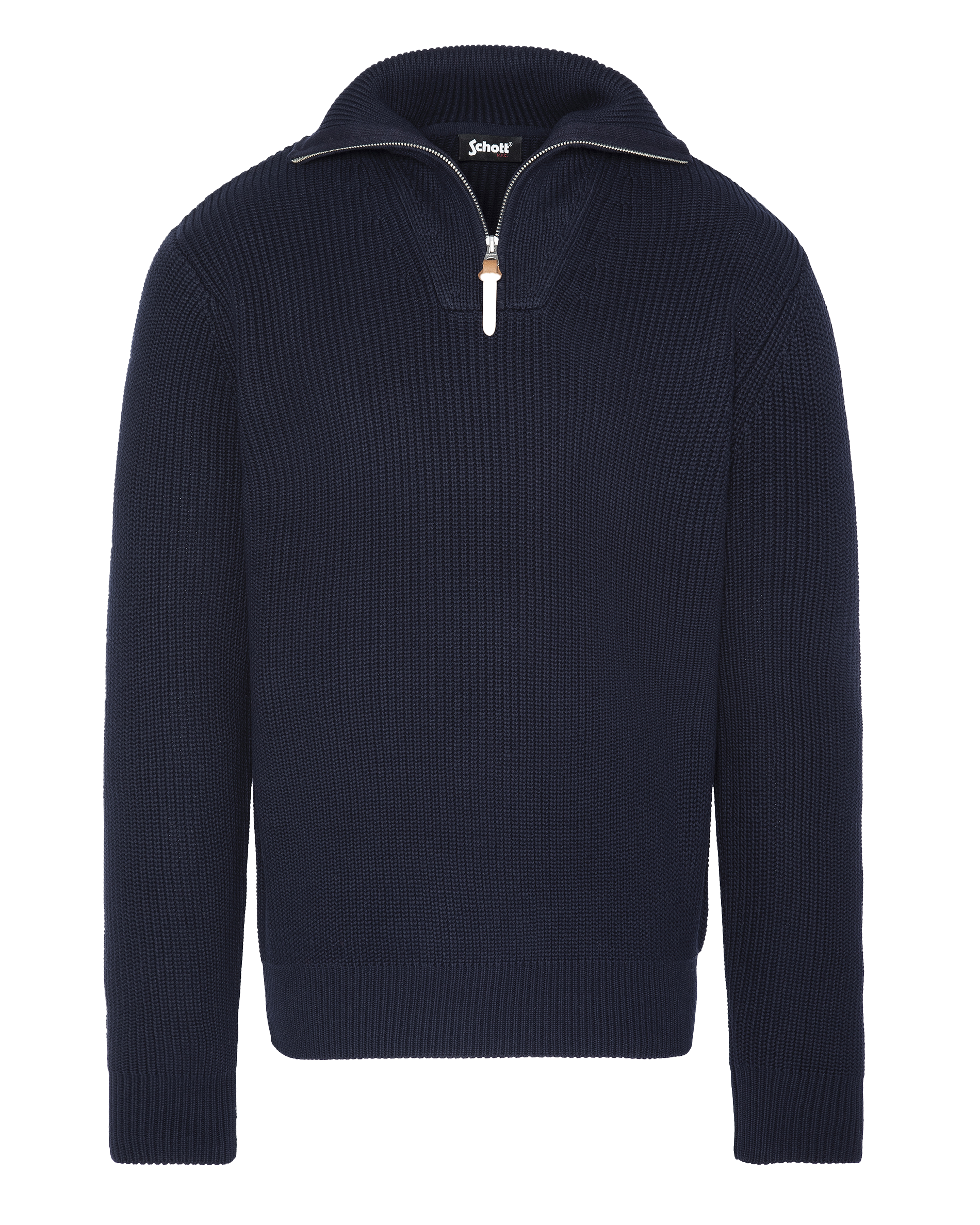 Pull col zippé regular-fit en coton SCHOTT Bleu