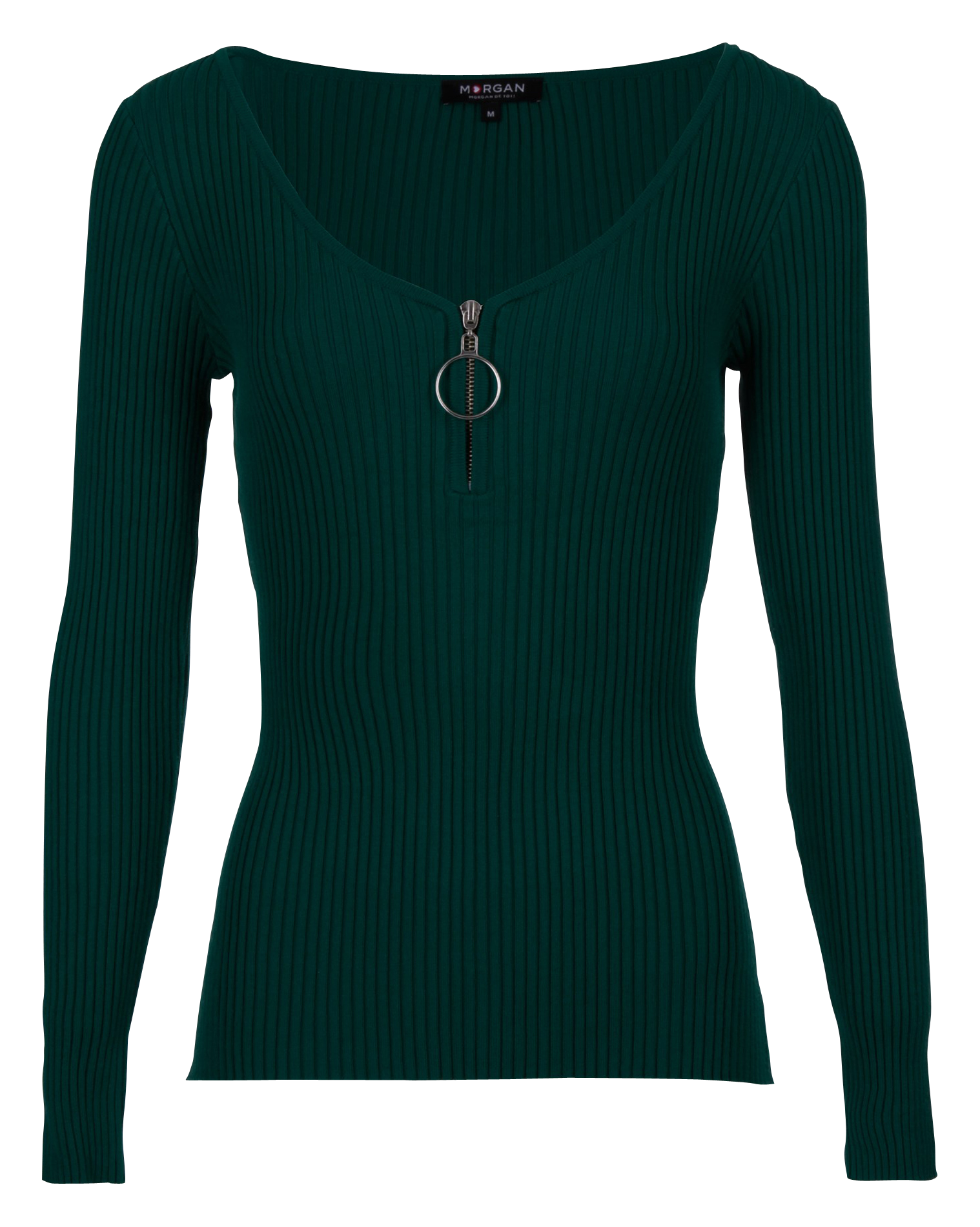 Trui met lange mouw en ribbelpatroon MORGAN Groen