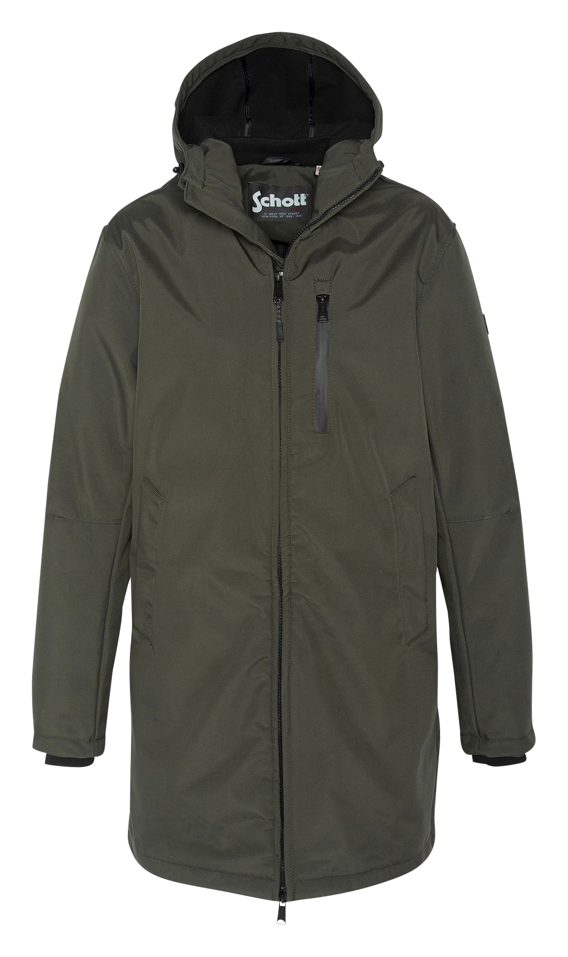 Blouson long déperlant à capuche SCHOTT Vert