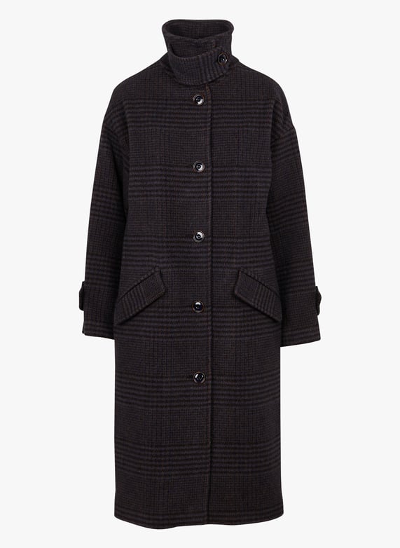 High neck Wool blend Coat Navybrown Sessun Women MIAMIA 01088 NAVYBROWN Place des Tendances