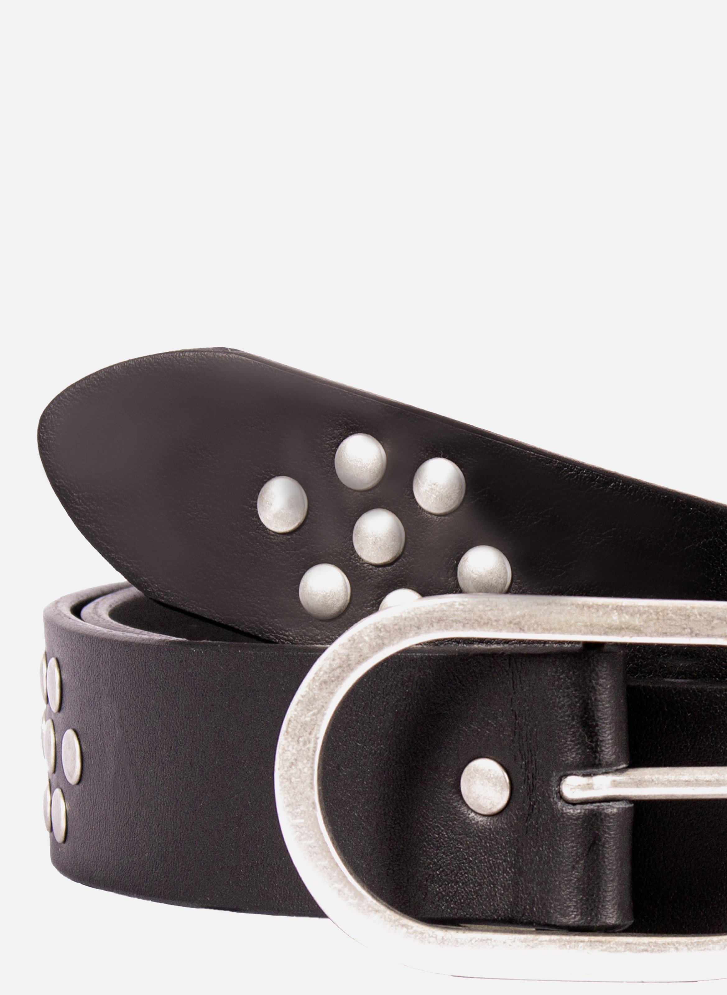 Wide studded leather belt JULES & JENN Black