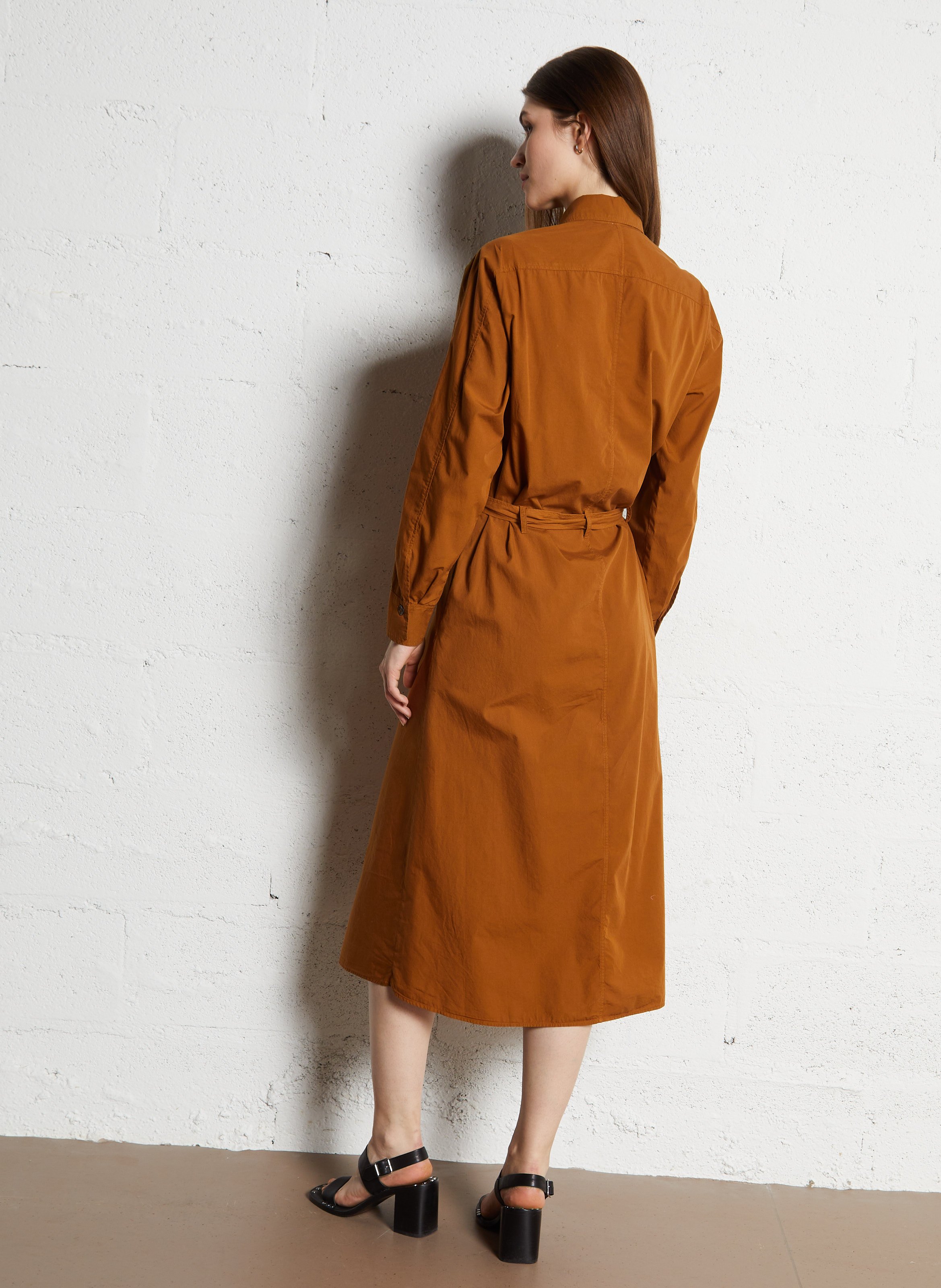 Long belted shirt dress DIEGA Brown