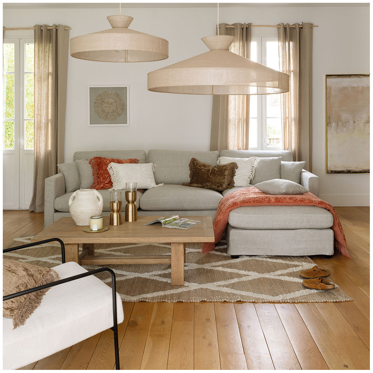 Iridescent velvet futon BLANC D'IVOIRE Orange