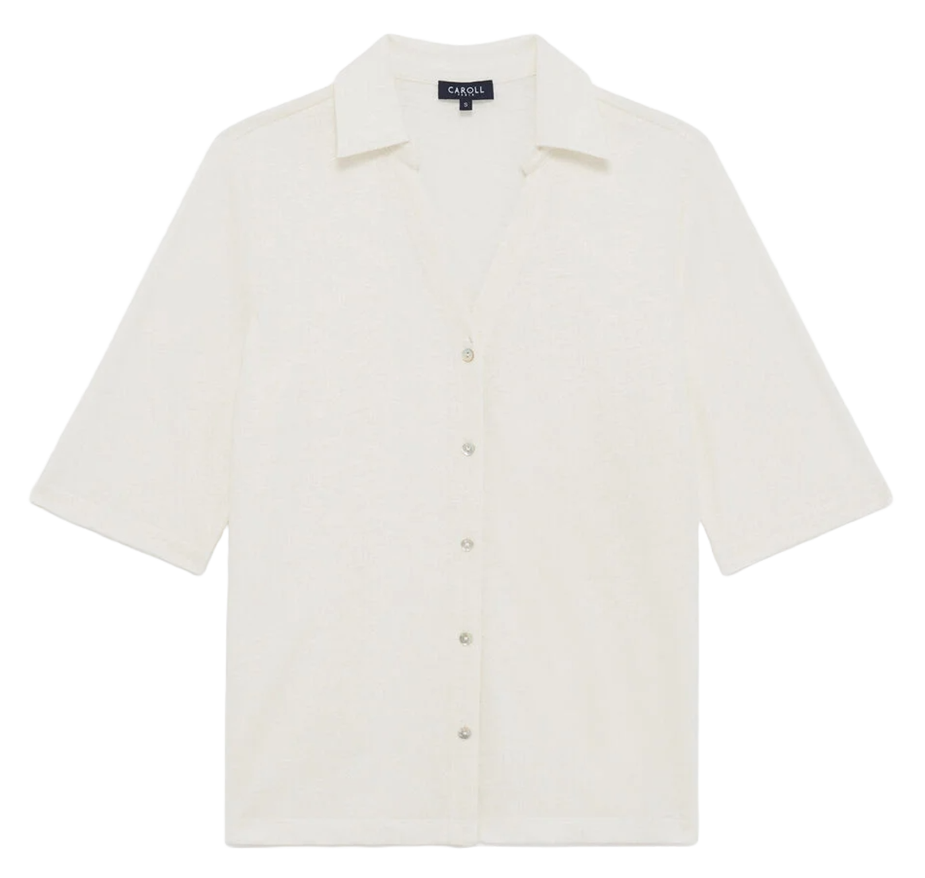 Short-sleeved V-neck shirt CAROLL Beige