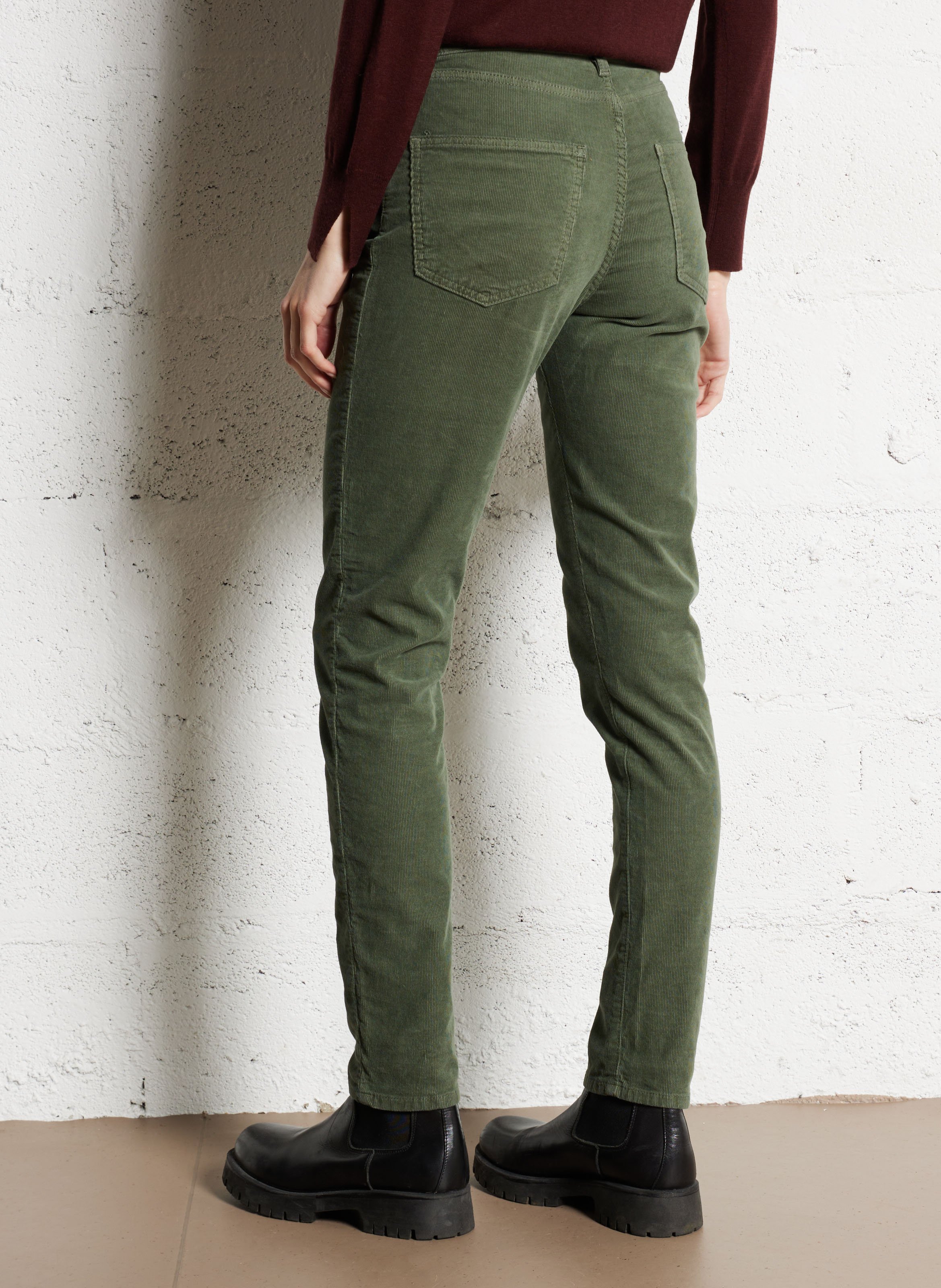 Pantalon van katoenm&eacute;lange met smalle pijp ACQUAVERDE Kaki