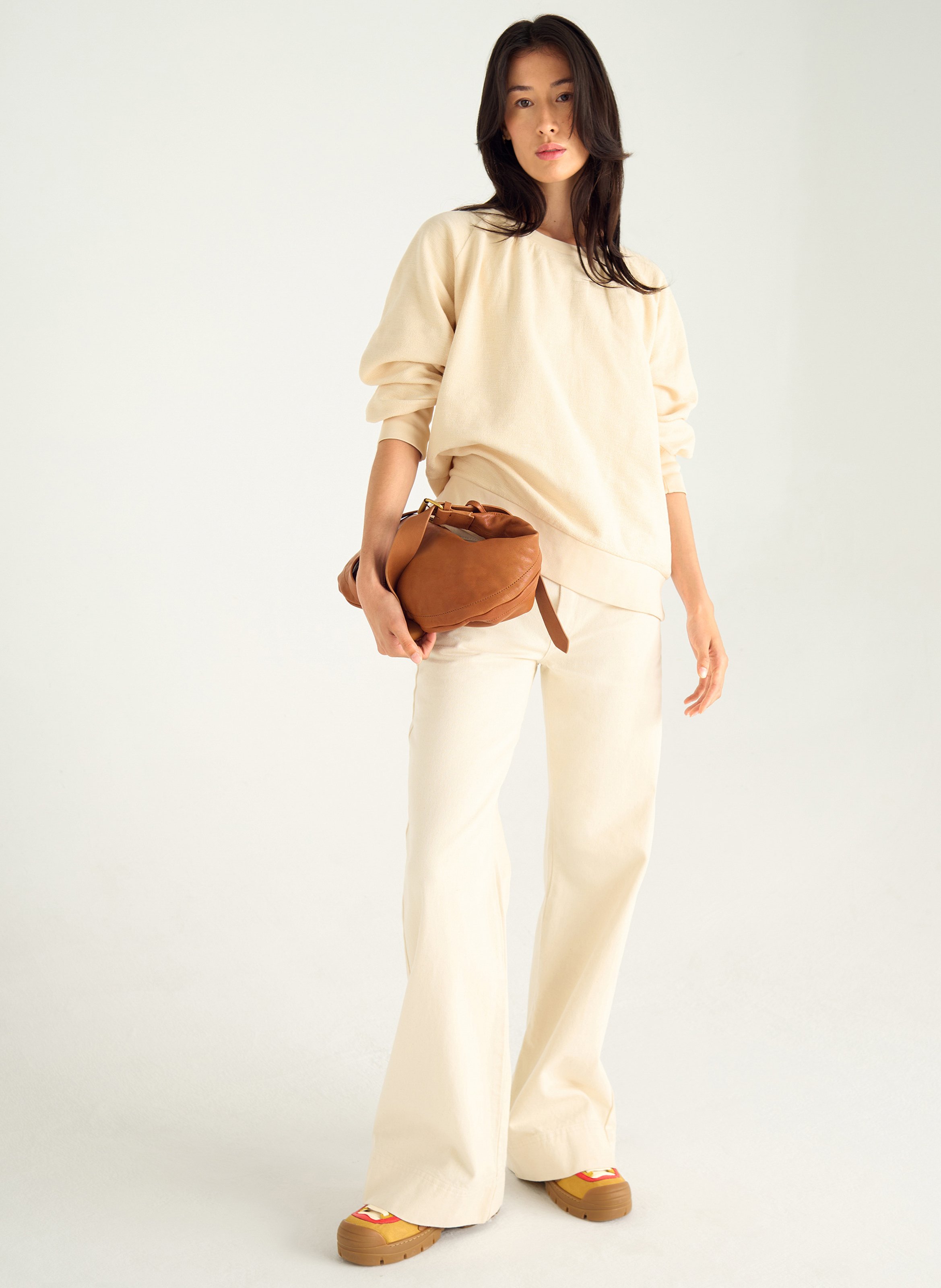 Sweat oversize uni manches longues ACOTE Blanc