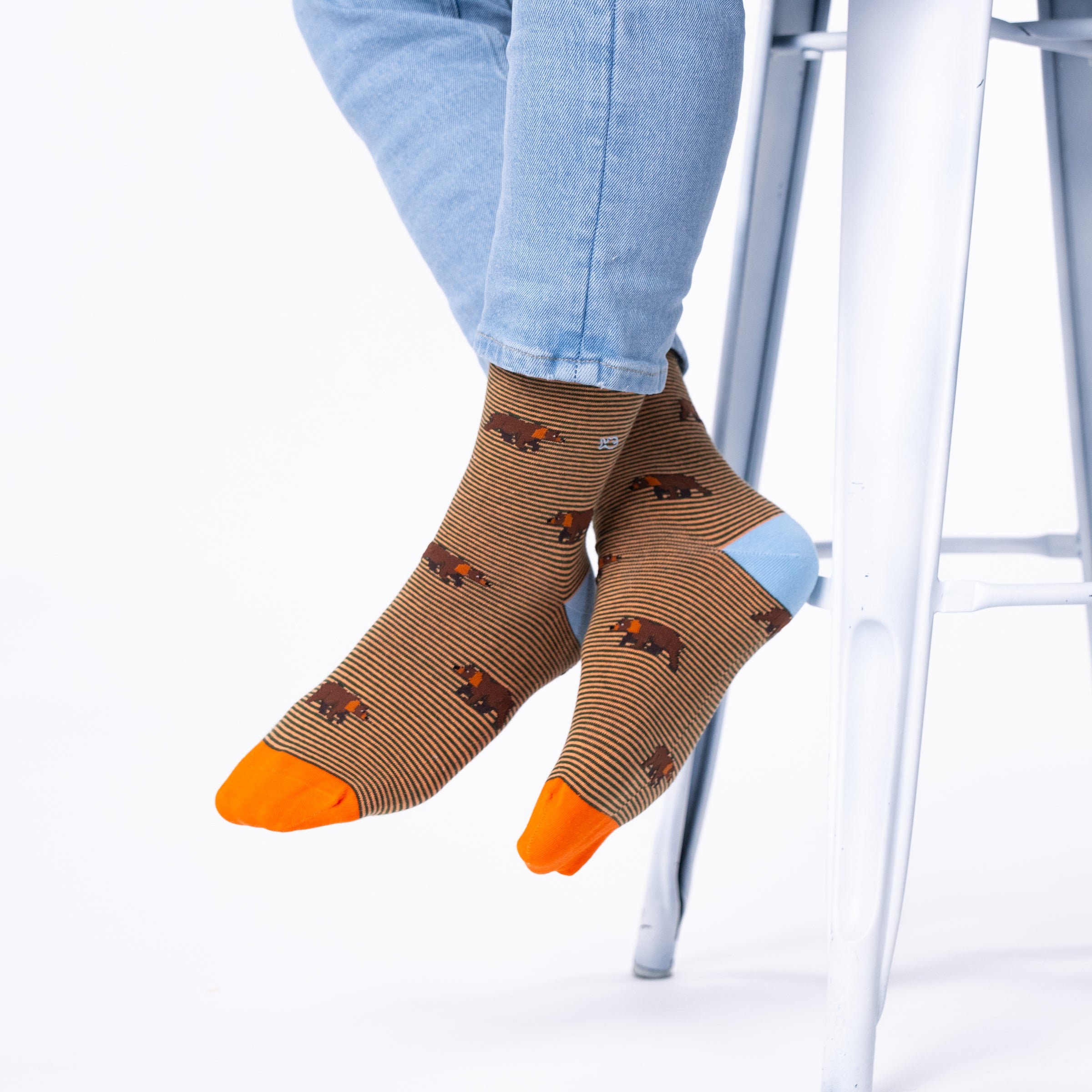 Combed Cotton Animal Socks Brown