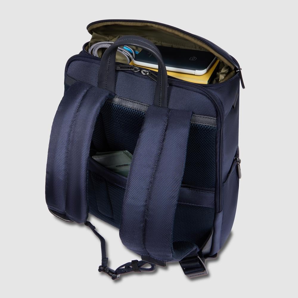 Travel backpack for 15.6-inch laptop in recycled fabric PIQUADRO Blue