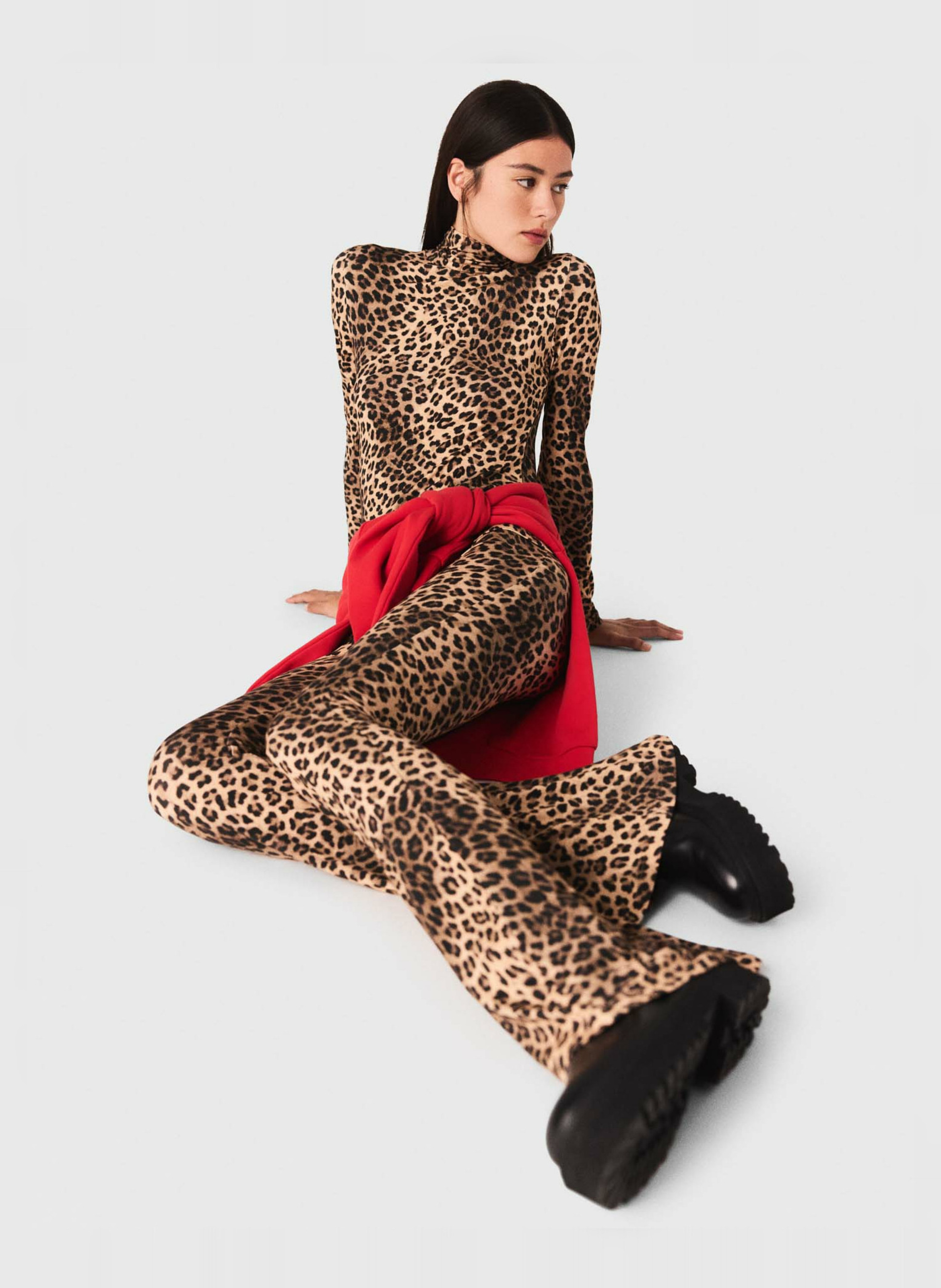 Flared Leopard Print Leggings MAJE Brown