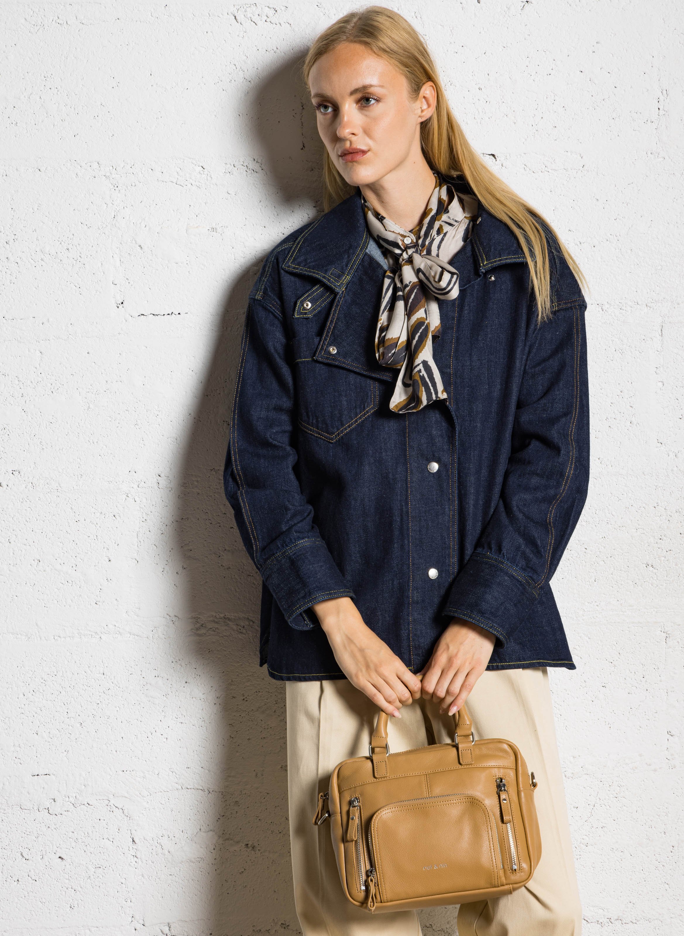 Sac à main multipoches en cuir NAT & NIN Marron