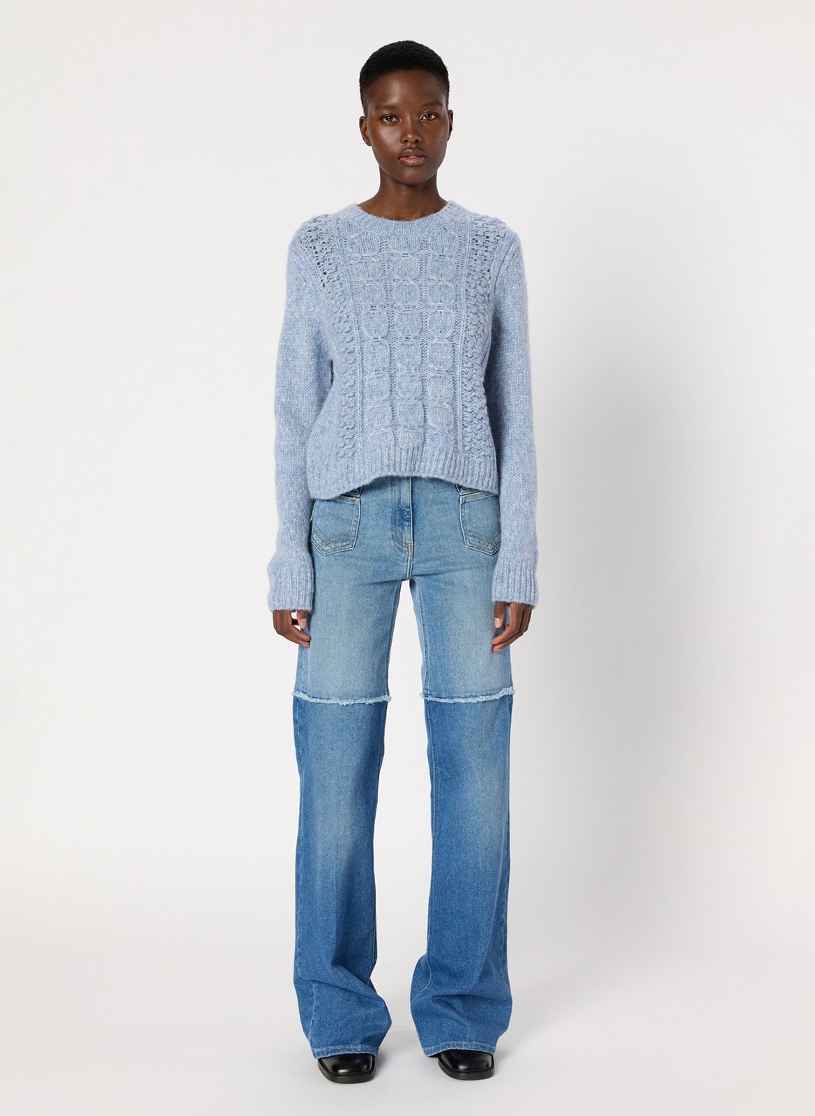 Pull col rond en laine mélangée GERARD DAREL Bleu