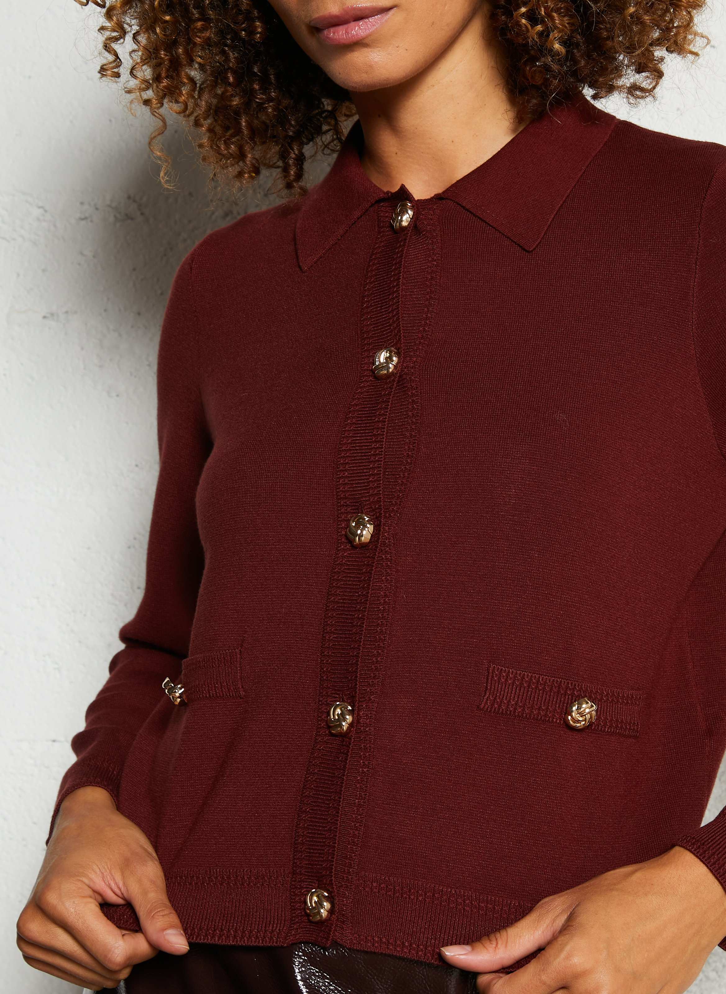 Straight cardigan with classic collar PETITE MENDIGOTE Brown