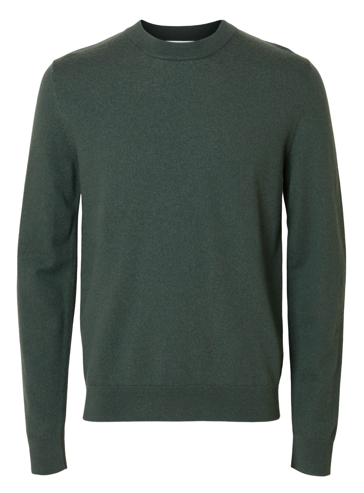 Pull slim col rond en laine SELECTED Vert