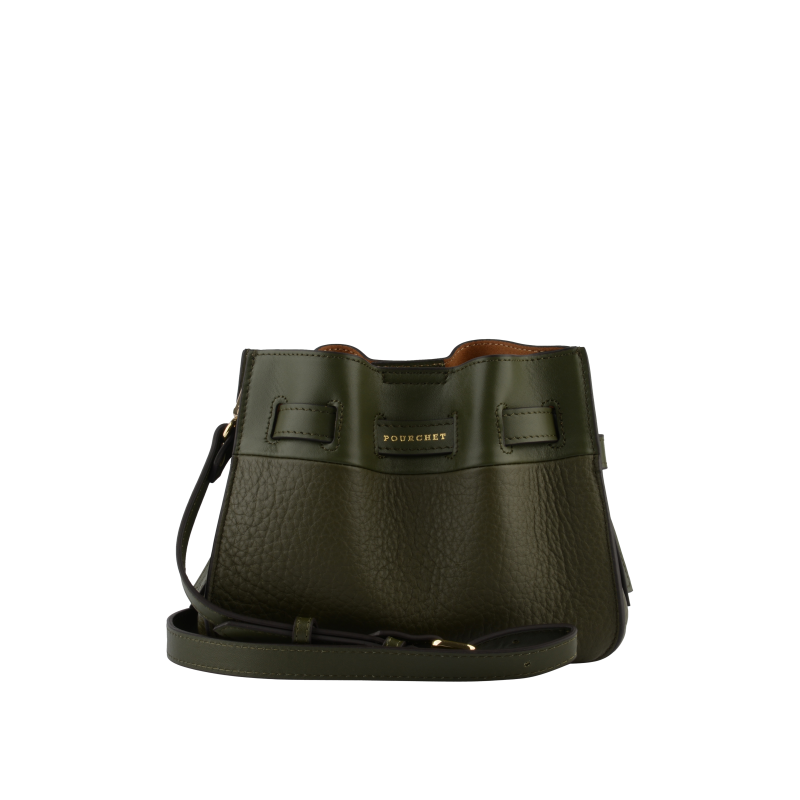 Shoulder bag - cowhide leather POURCHET Khaki