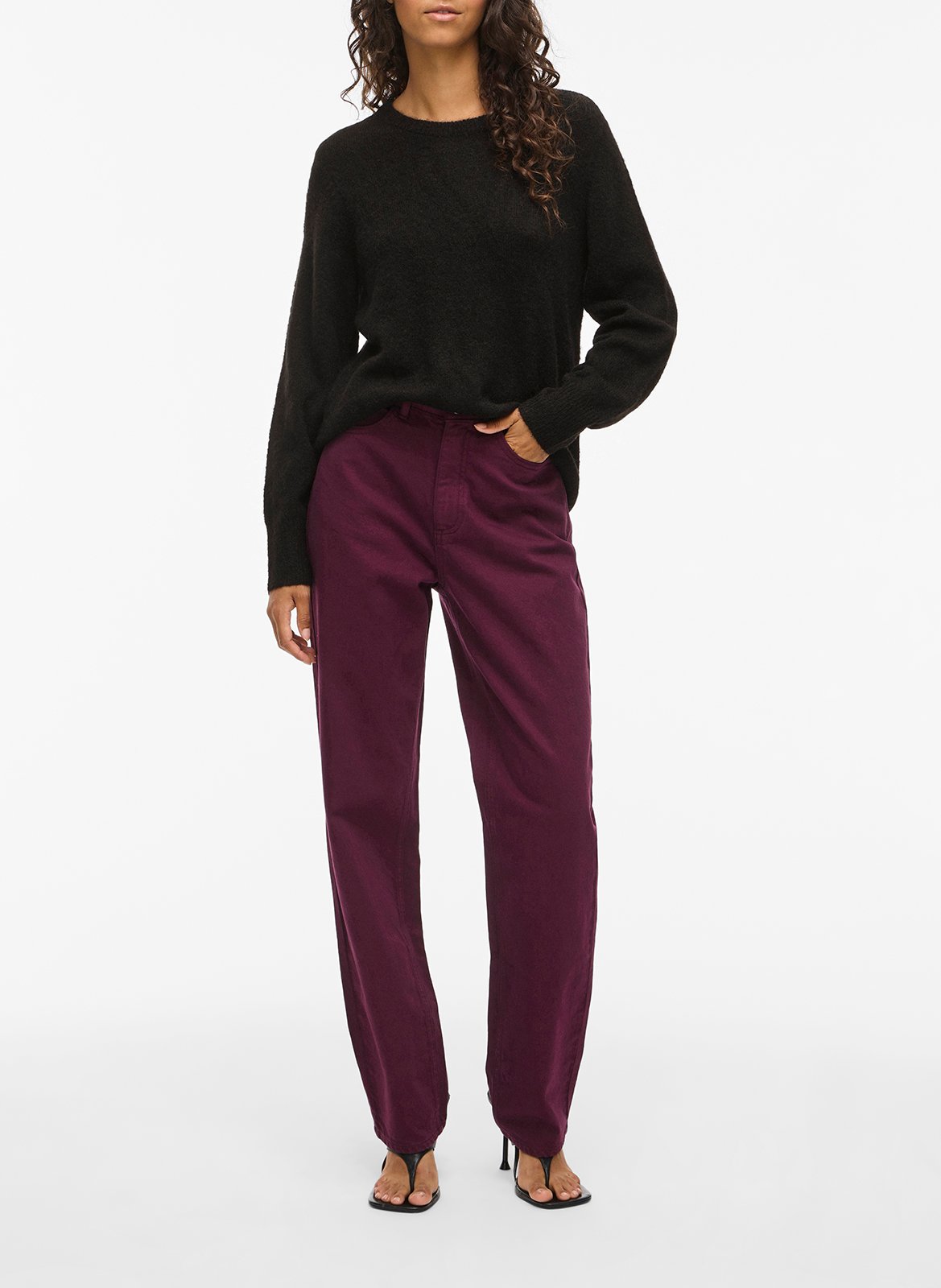 Pull droit col rond en maille VILA Noir