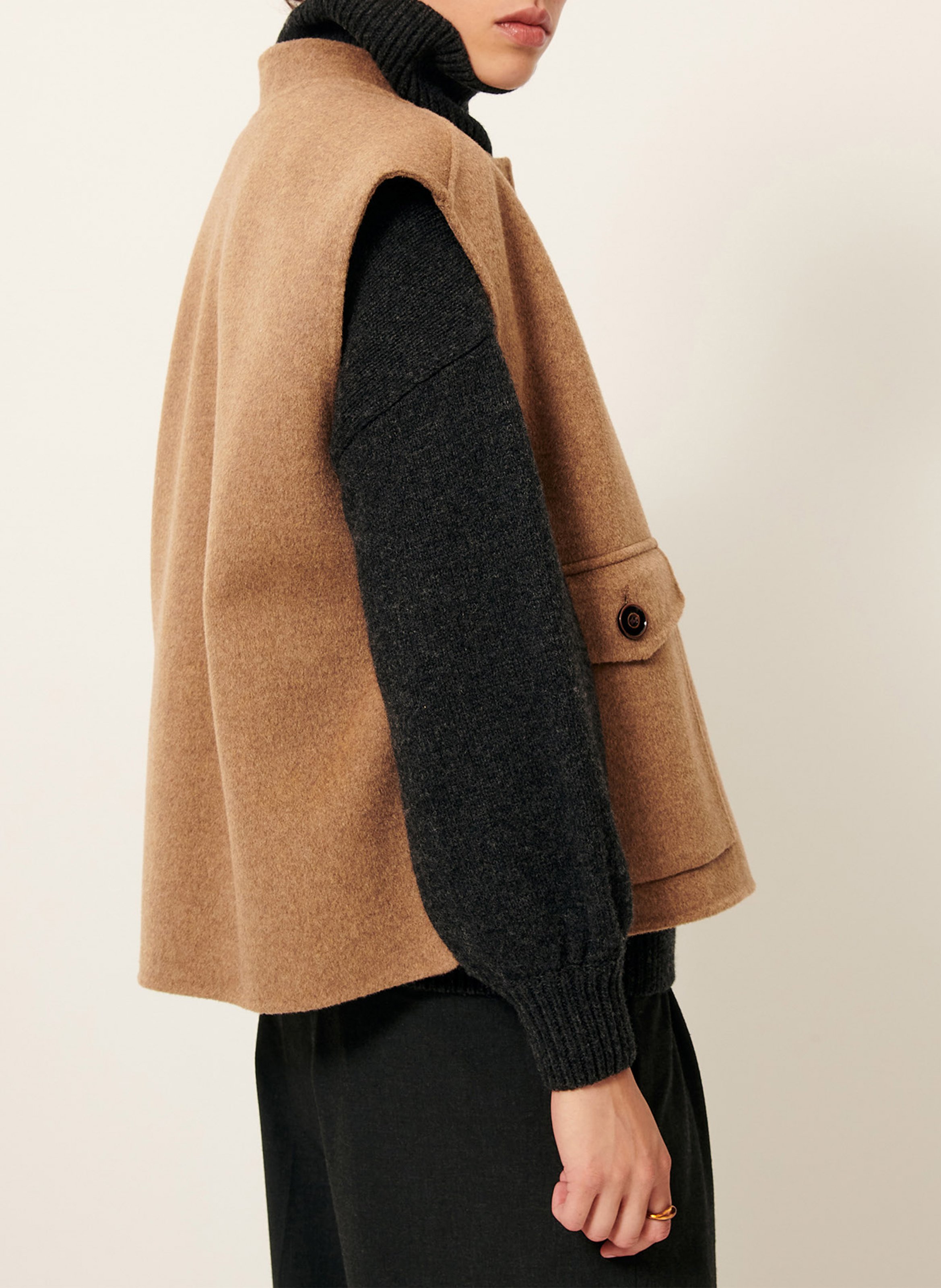 Veste oversize en laine mélangée SESSUN Beige