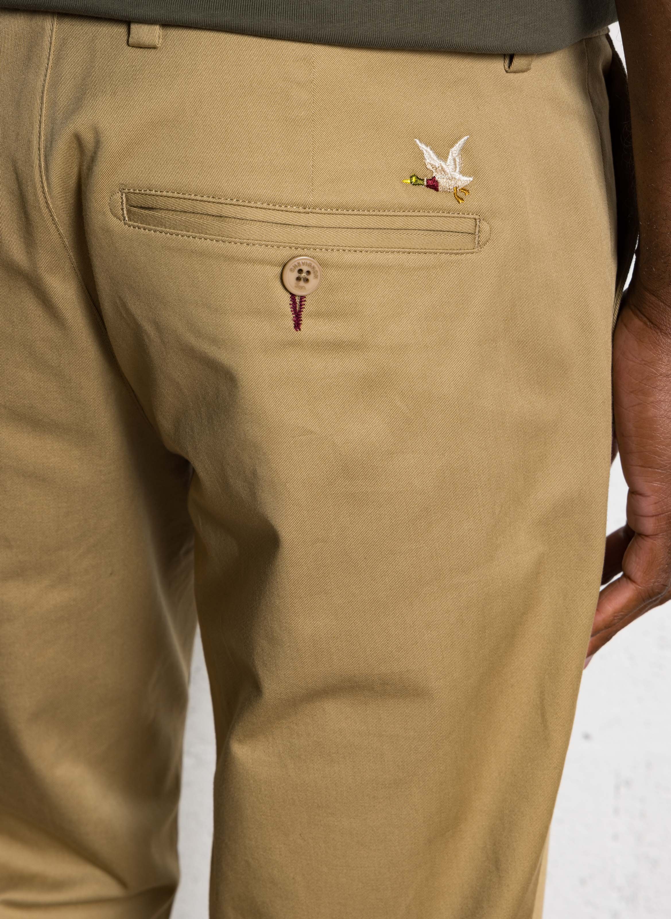 Pantalon droit en coton bio mélangé CHEVIGNON Beige