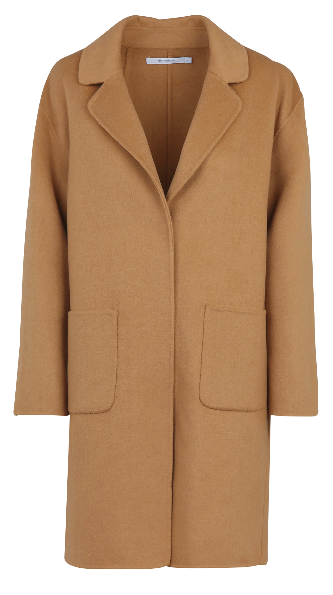 Einfarbiger gerader Mantel mit Taschen aus Wollmischung LA FEE MARABOUTEE Braun