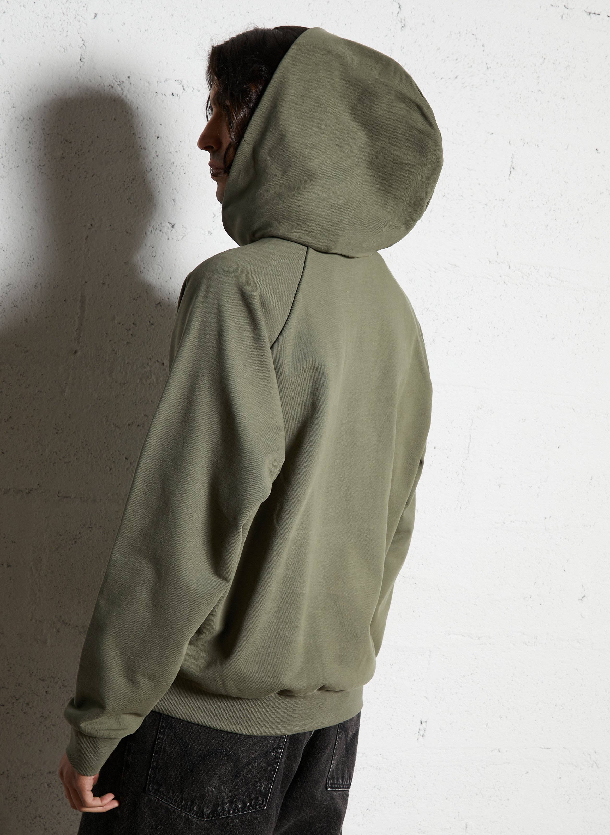 Sweat à capuche droit sérigraphié en coton NAPAPIJRI Vert