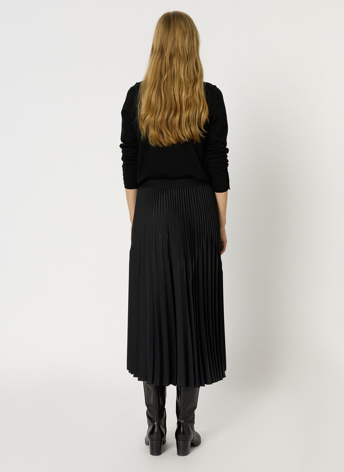 Jupe évasée plissée unie GERARD DAREL Noir