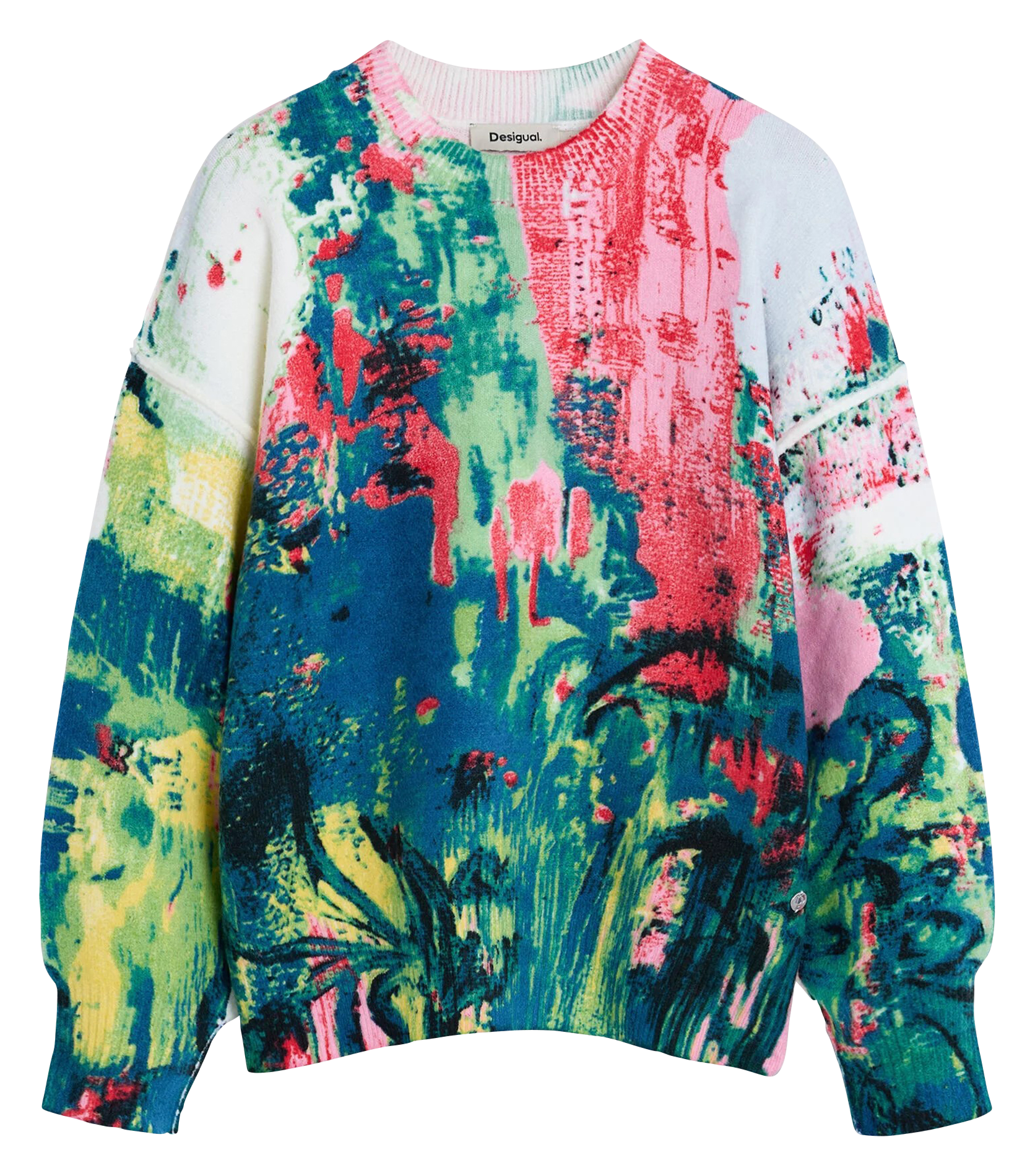 Pull col rond imprimé DESIGUAL Vert