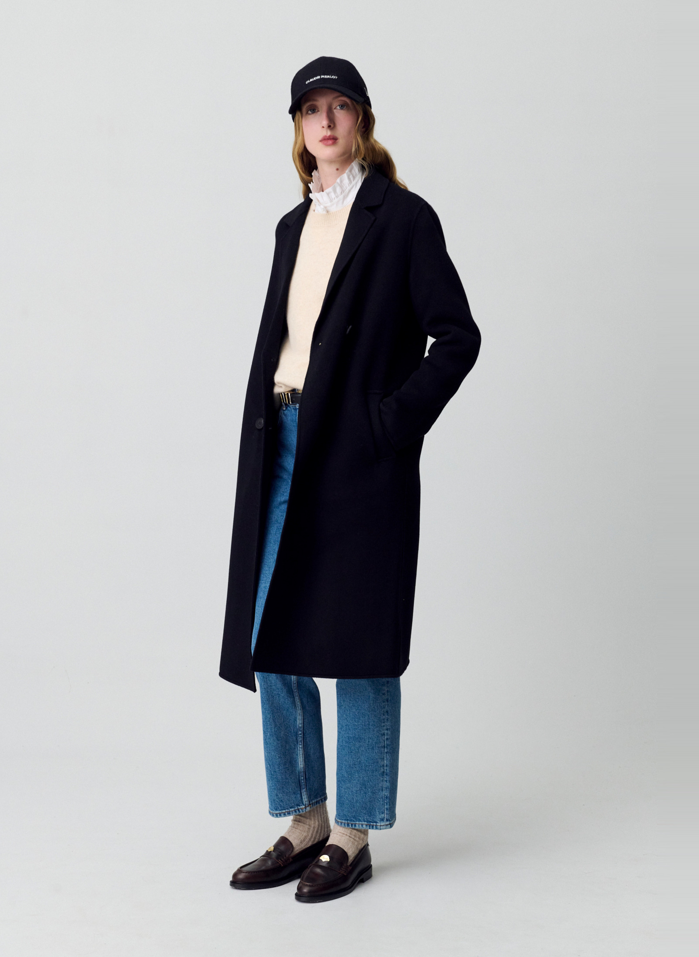Manteau col tailleur en laine mélangée CLAUDIE PIERLOT Noir