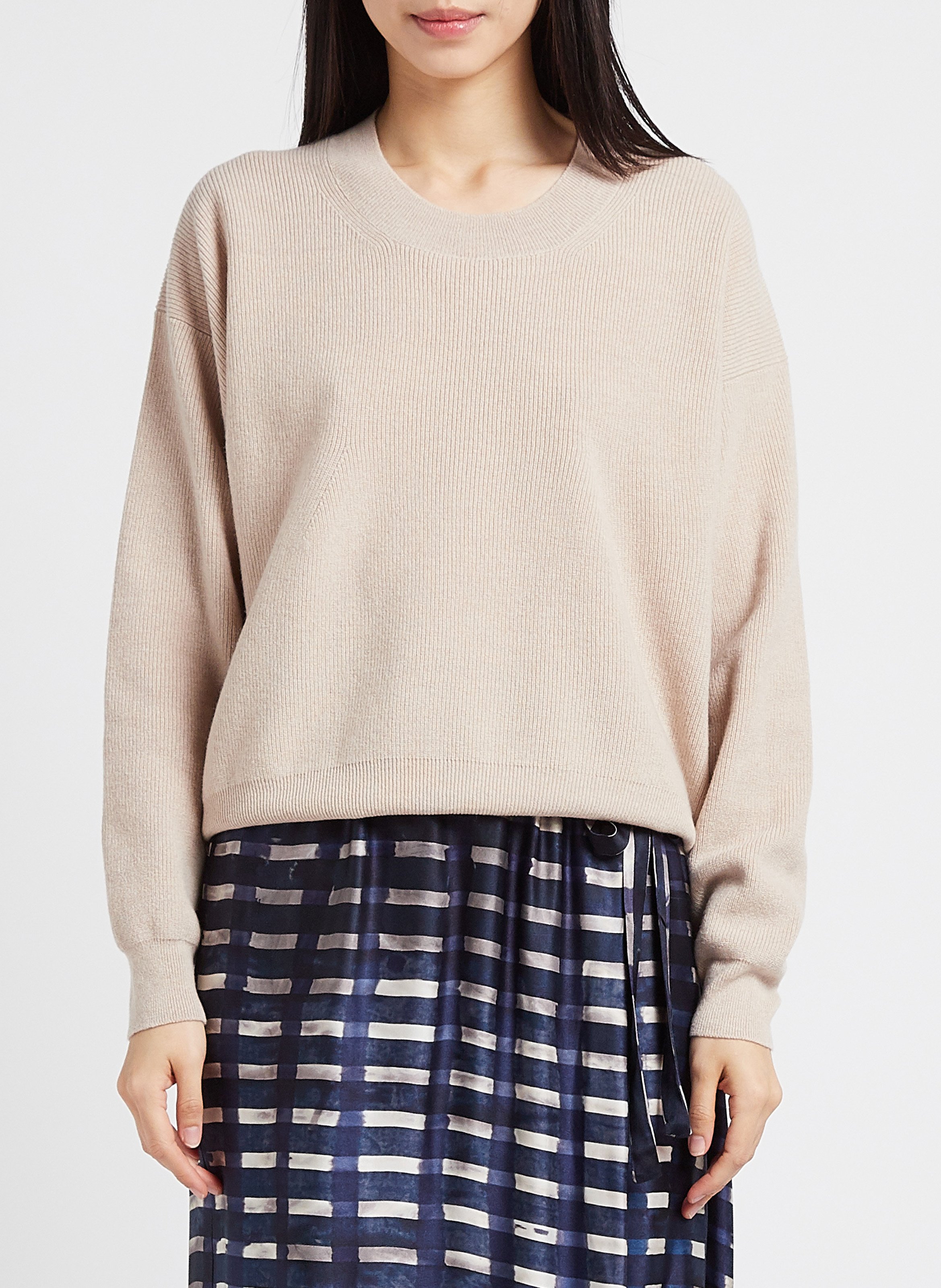 Gerade geschnittener Rundhalspullover aus Merinowolle HUMANOID Rosa