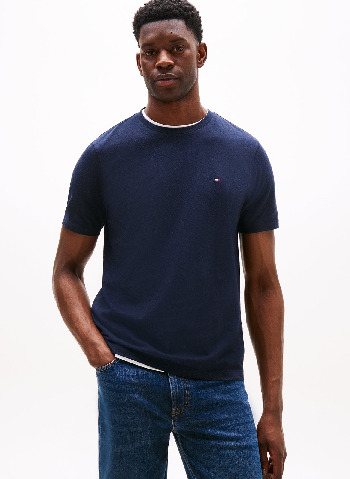 Mottled cotton T-shirt TOMMY HILFIGER Blue